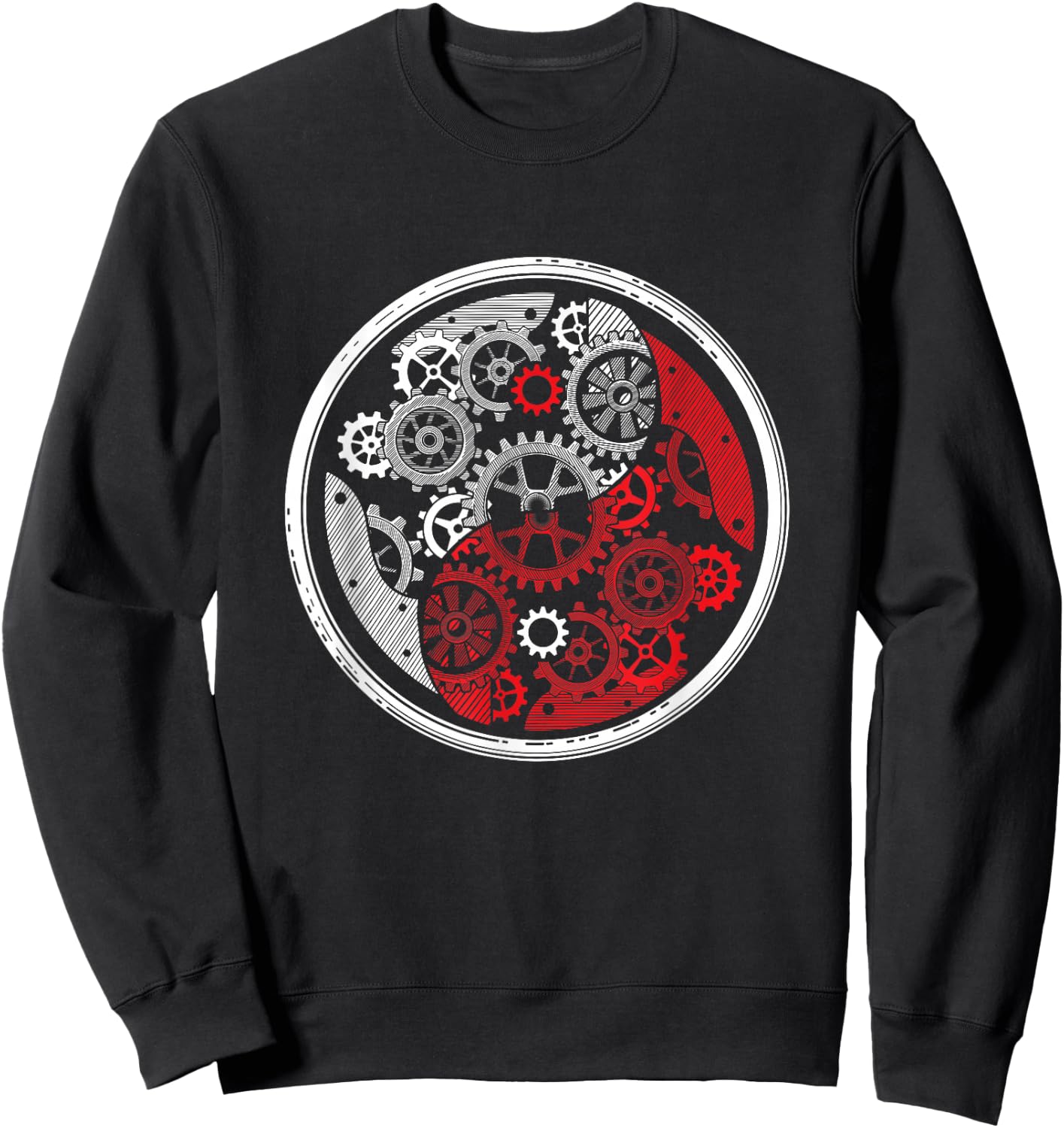Gear Wheel Wheels Yin And Yang Mechanic Watch Time Gift Sweatshirt - Sweatshirt | Black