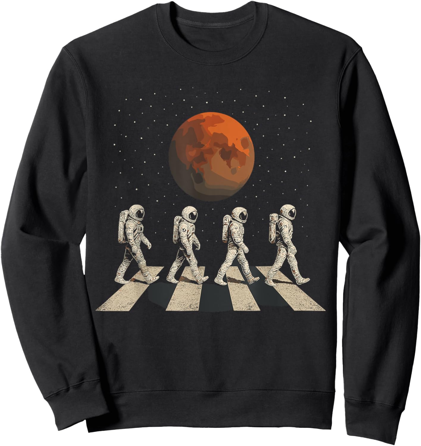 Mars Astronauts Crosswalk – Retro Spacewalk Sweatshirt - Sweatshirt | Black