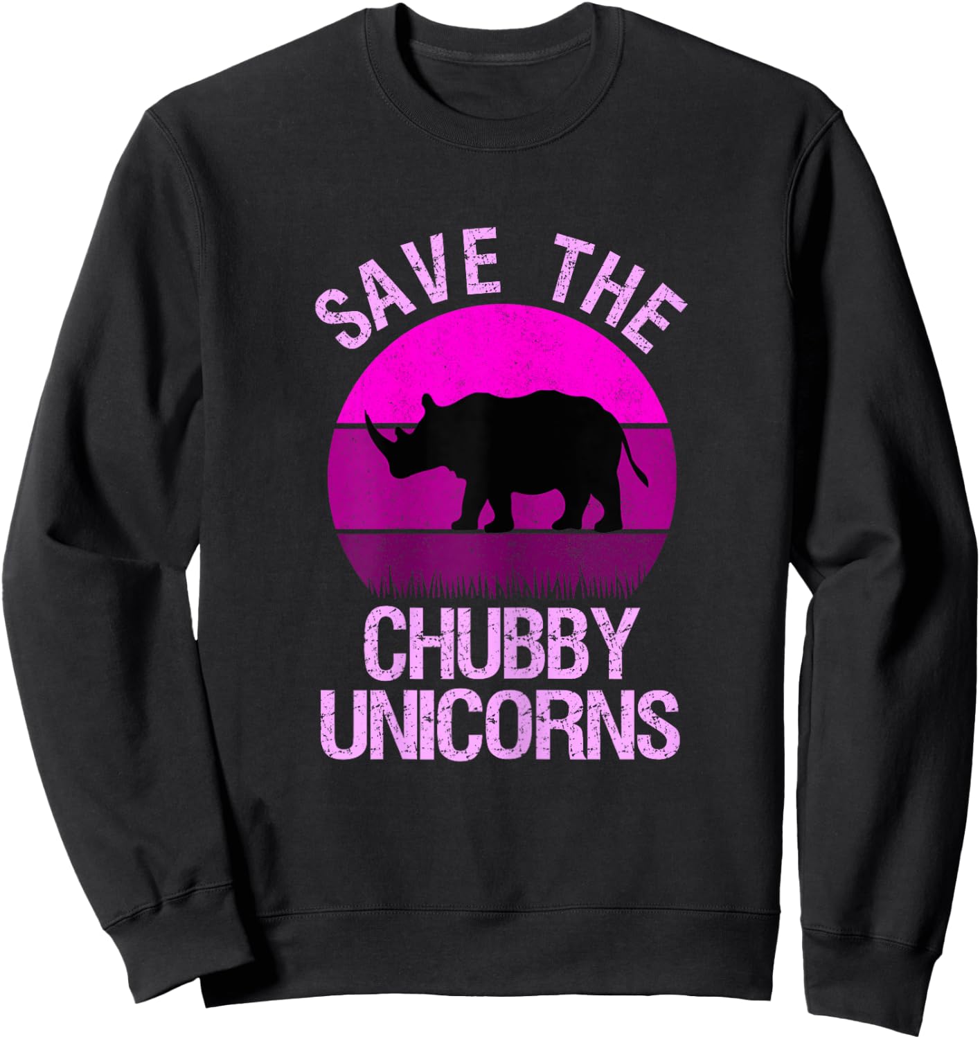Save The Chubby Unicorns Retro Style Rhino gift Sweatshirt - Sweatshirt | Black