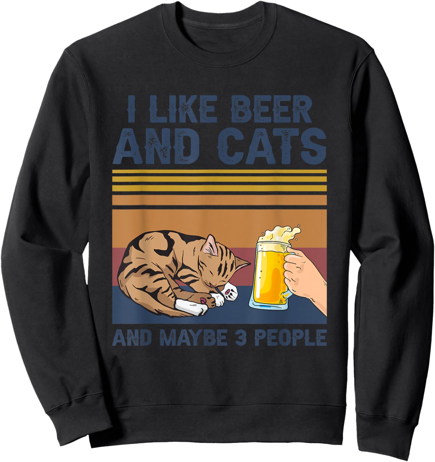 I Like Beer and Cats and Maybe 3 People Funny Cat Beer Gift Women Sweatshirt - Sweatshirt | Black