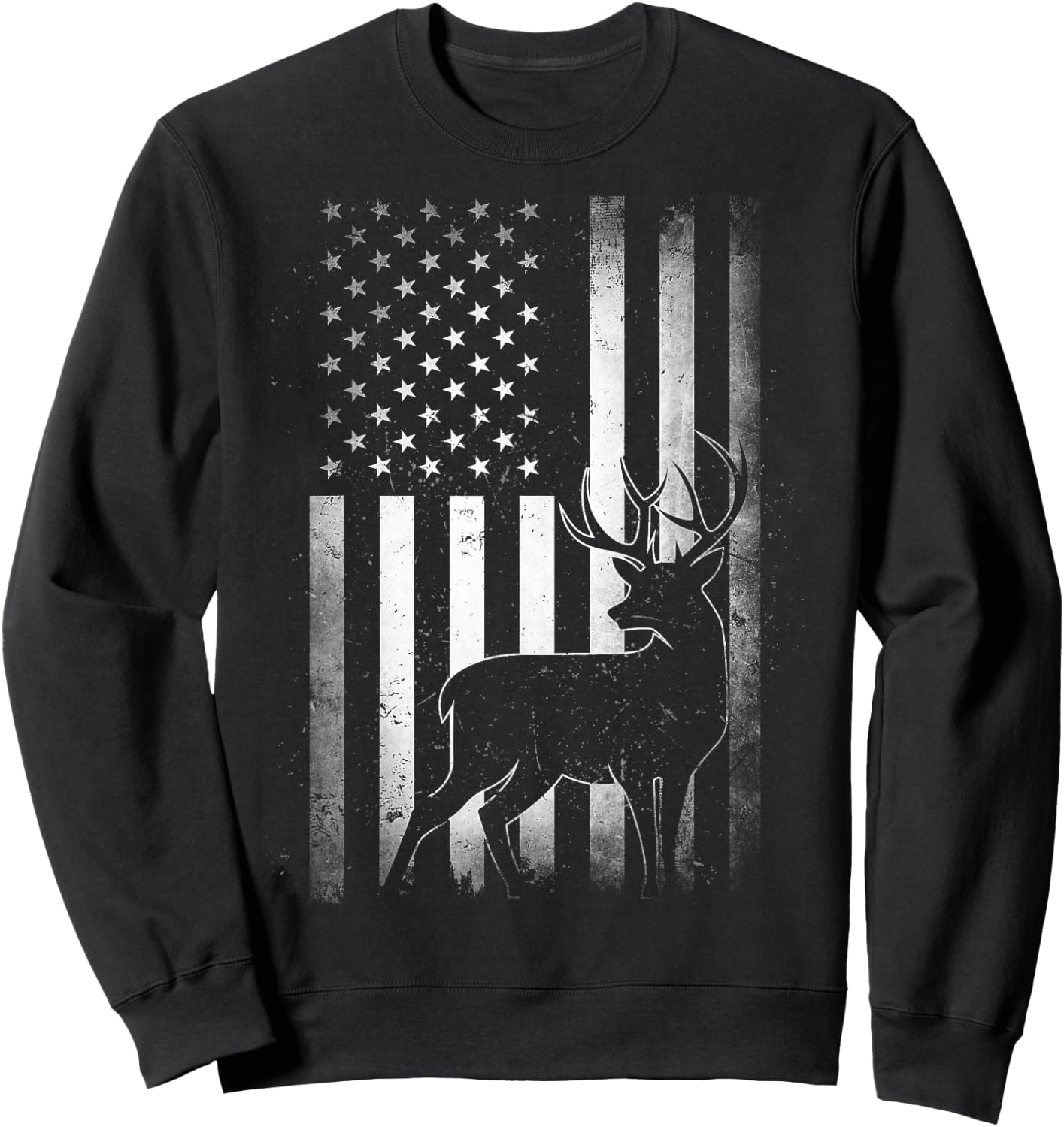 Hunting Hunters Deer USA US American Flag Camo Camoflage Sweatshirt - Sweatshirt | Black