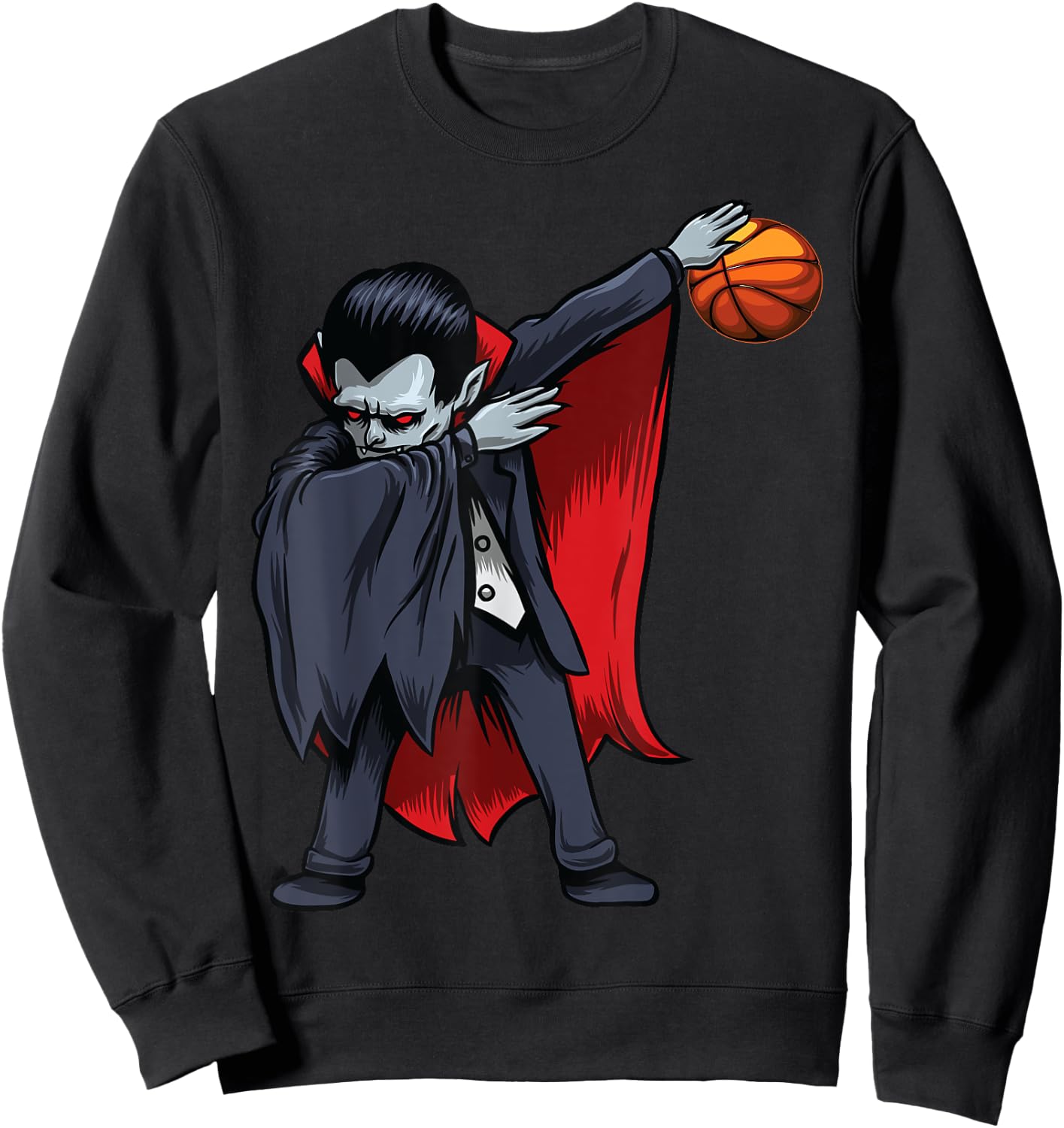 Basketball Dracula Dabbing Men Boys Kids Funny Halloween Dab Sweatshirt - Sweatshirt | Black