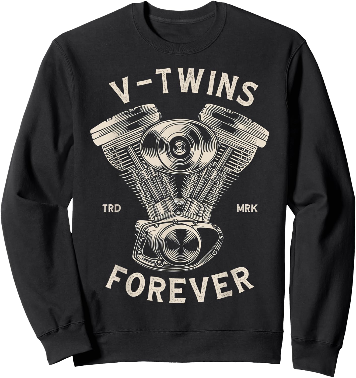 V-Twins Forever Vintage Motorcycle Engine Biker Sweatshirt - Sweatshirt | Black