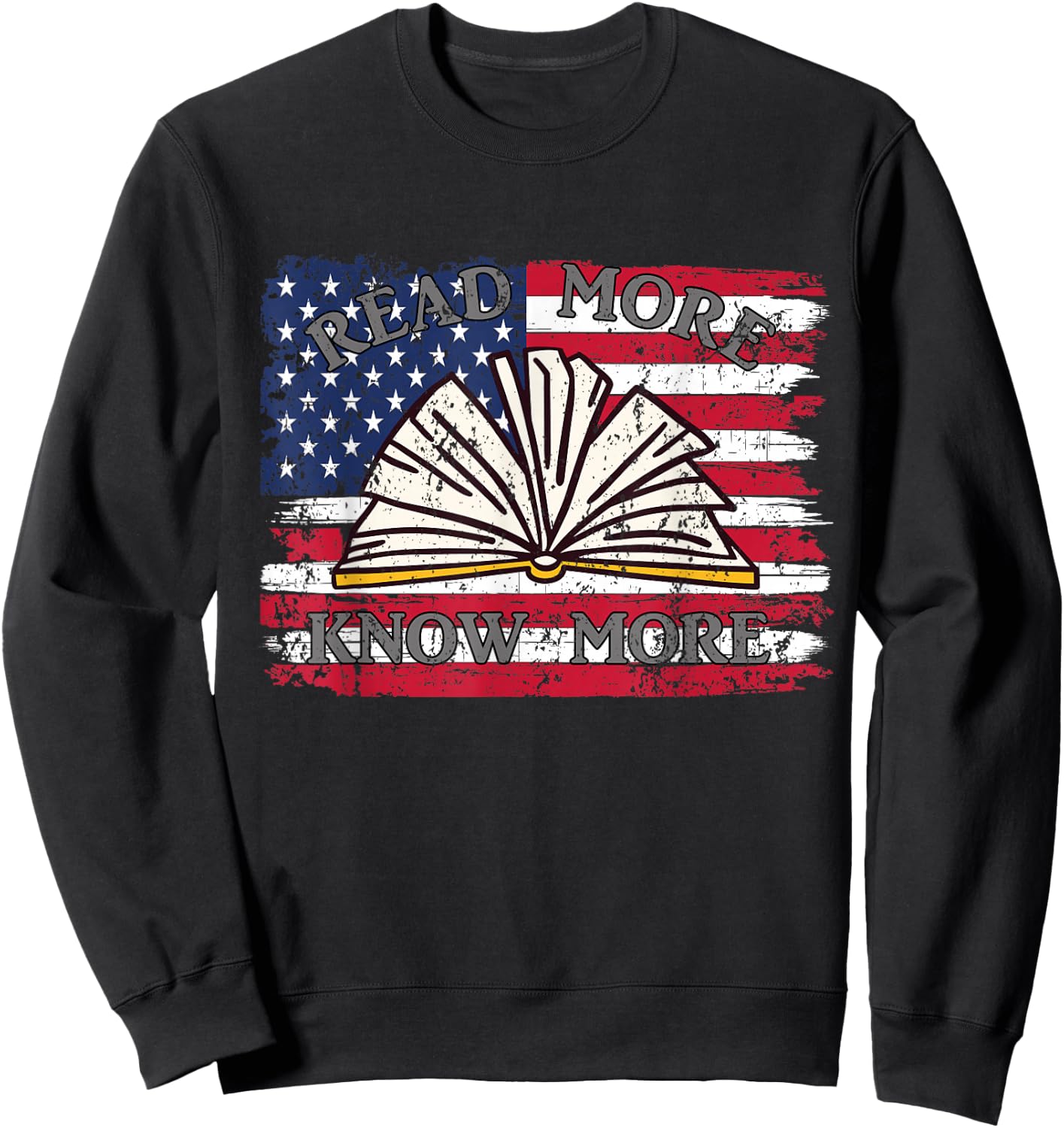 School Library Patriotic US Flag Funny For Librarian Sweatshirt - Sweatshirt | Black