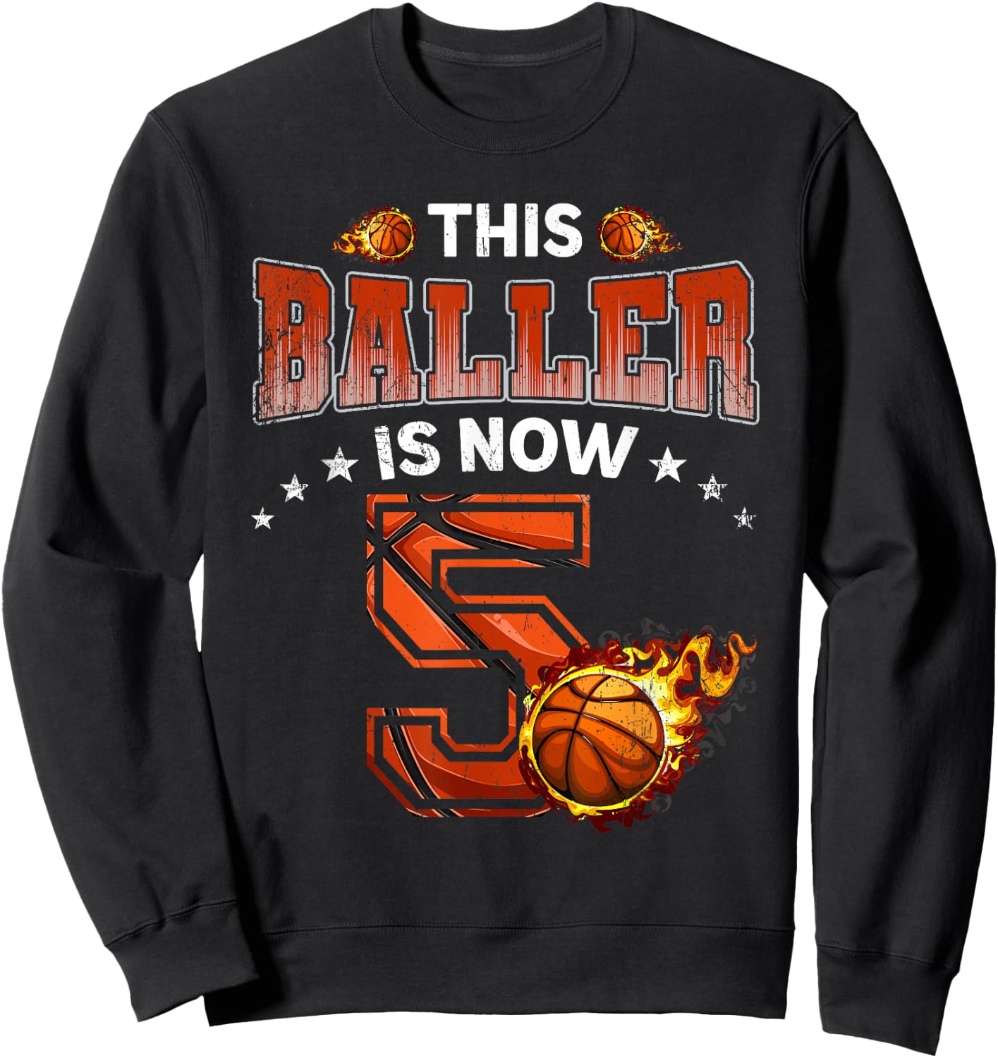 5th Birthday Boys Basketball Player Gifts 5 Years Old Kids Sweatshirt - Sweatshirt | Black