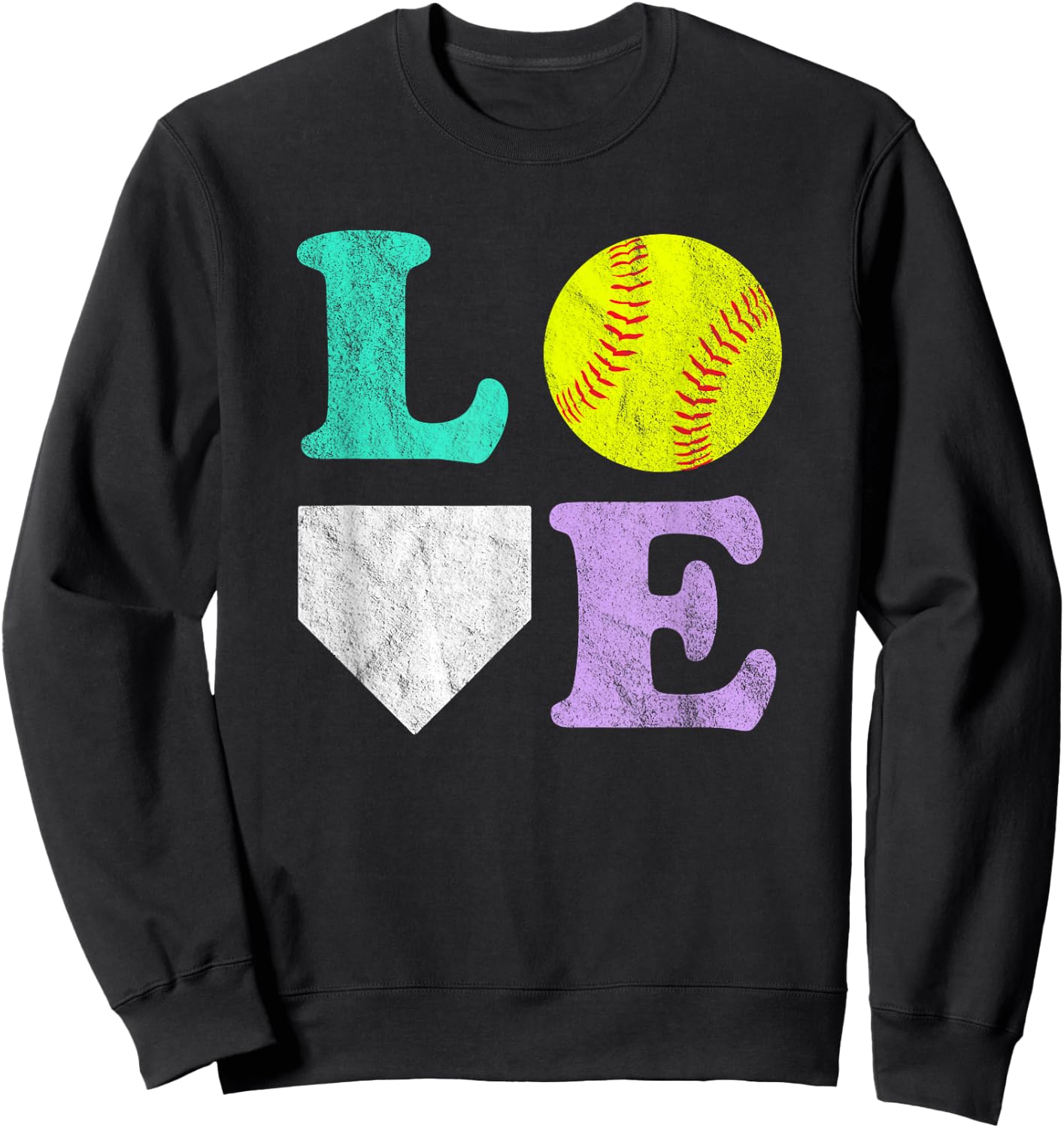 Women's or Girls I Love Softball Sweatshirt - Sweatshirt | Black