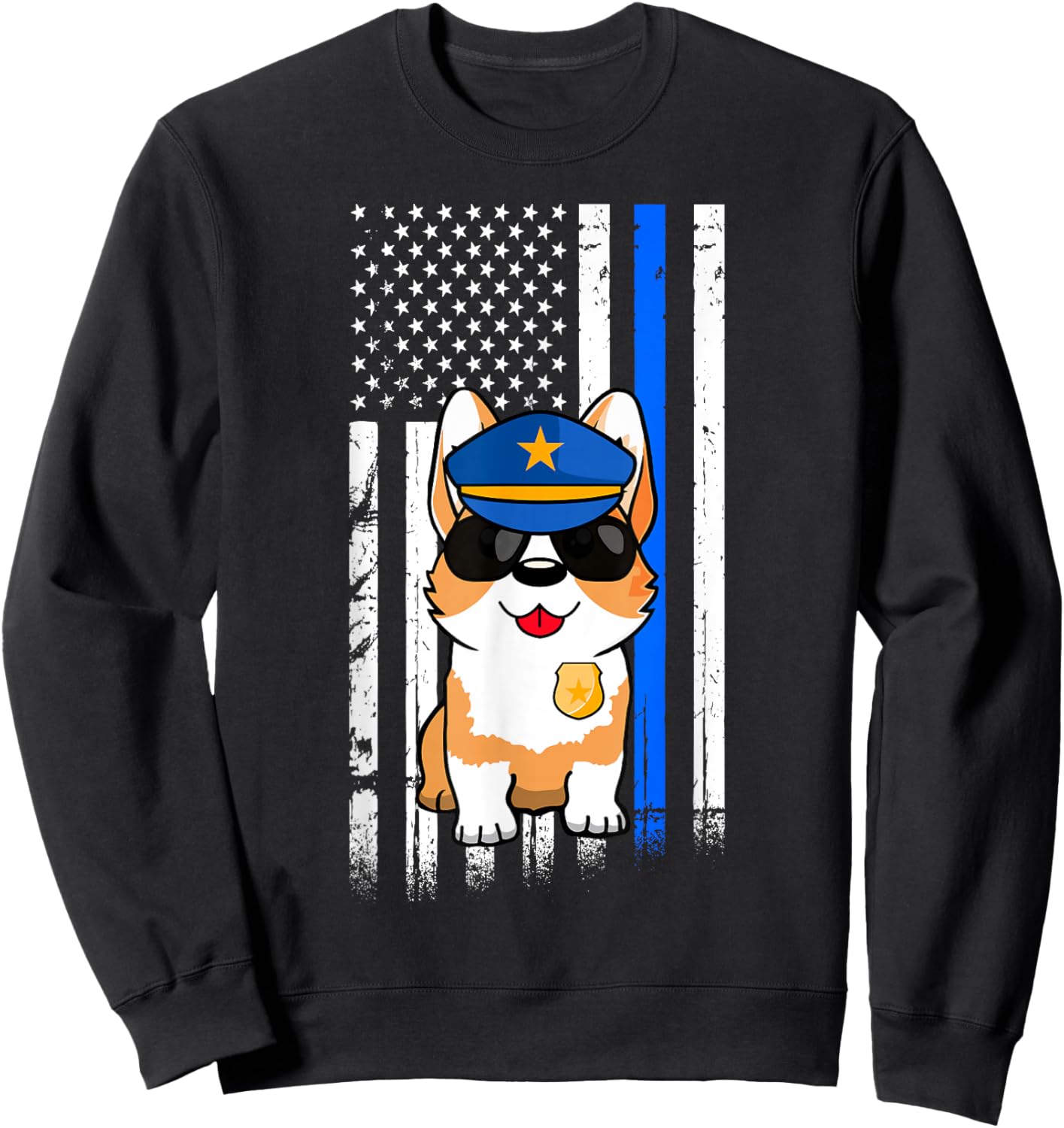 Police Corgi Back the Blue Law Enforcement Appreciation Gift Sweatshirt - Sweatshirt | Black
