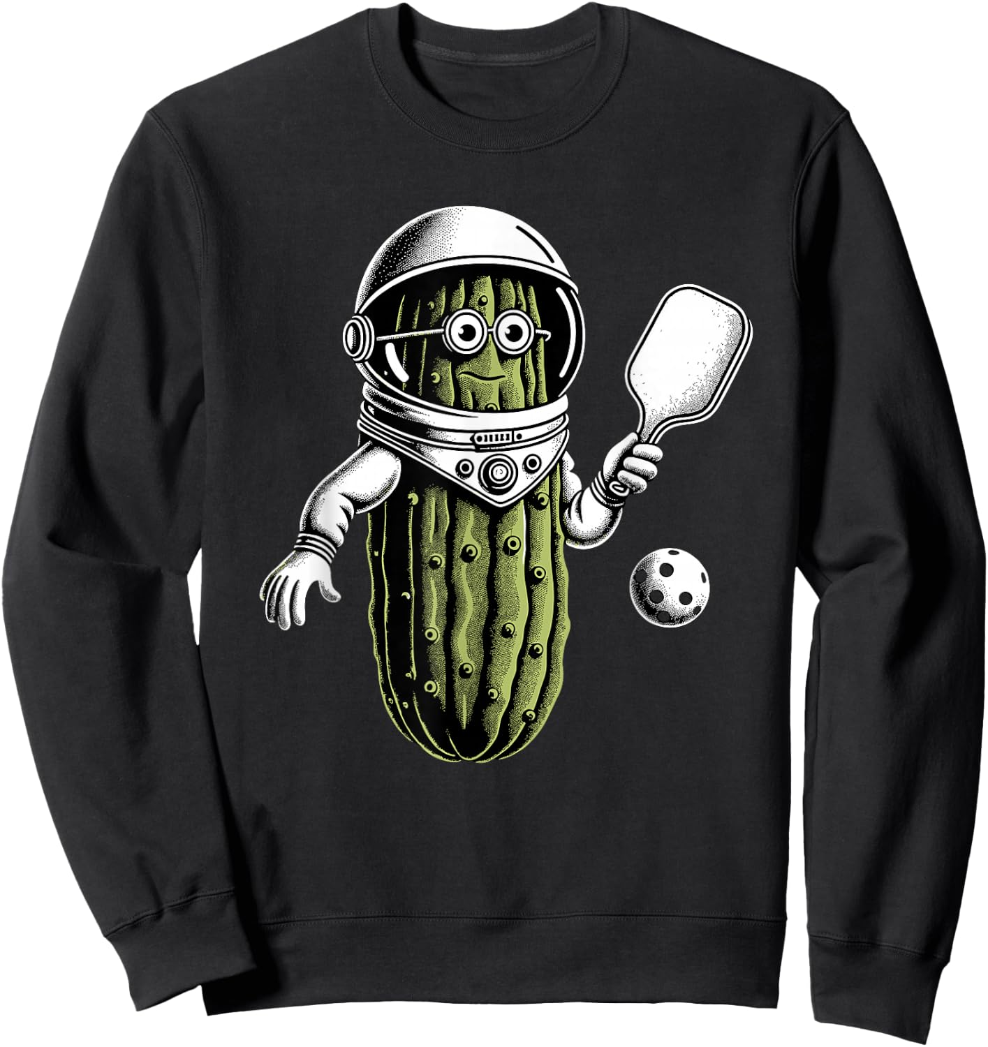 Space Astronaut Pickle Playing Pickleball Pickle Ball Player Sweatshirt - Sweatshirt | Black