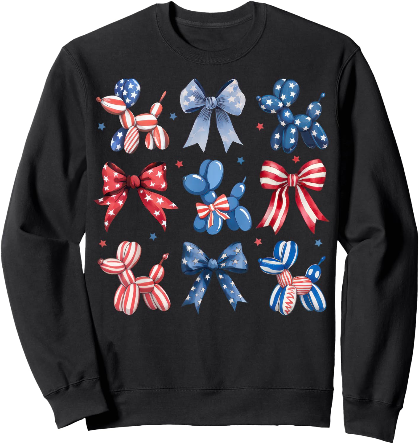 Cute Patriotic Balloon Dog 4th of July USA Flag Girls Kids Sweatshirt - Sweatshirt | Black