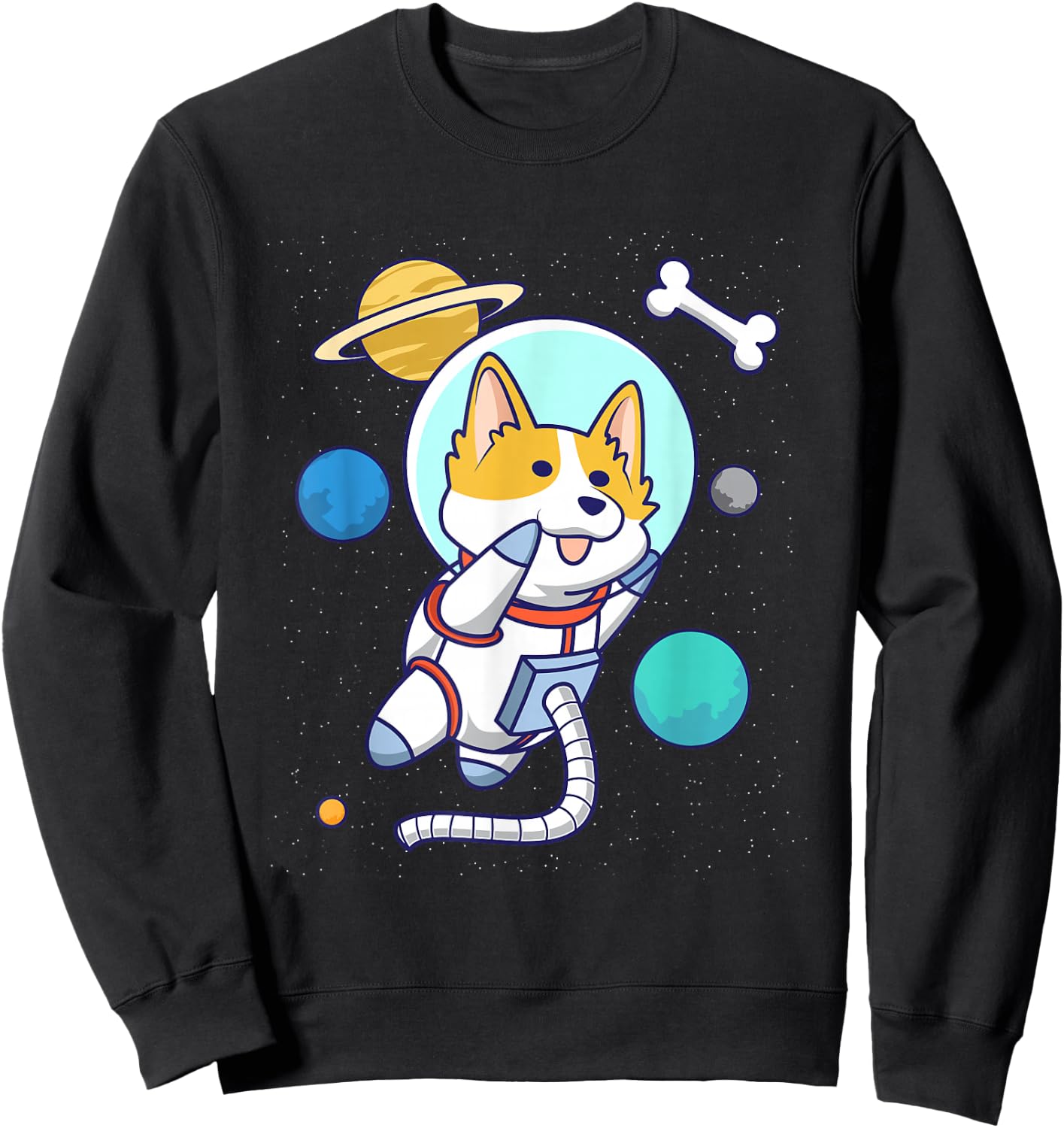 Kawaii Corgi Astronaut Dog Corgi In Space Sweatshirt - Sweatshirt | Black
