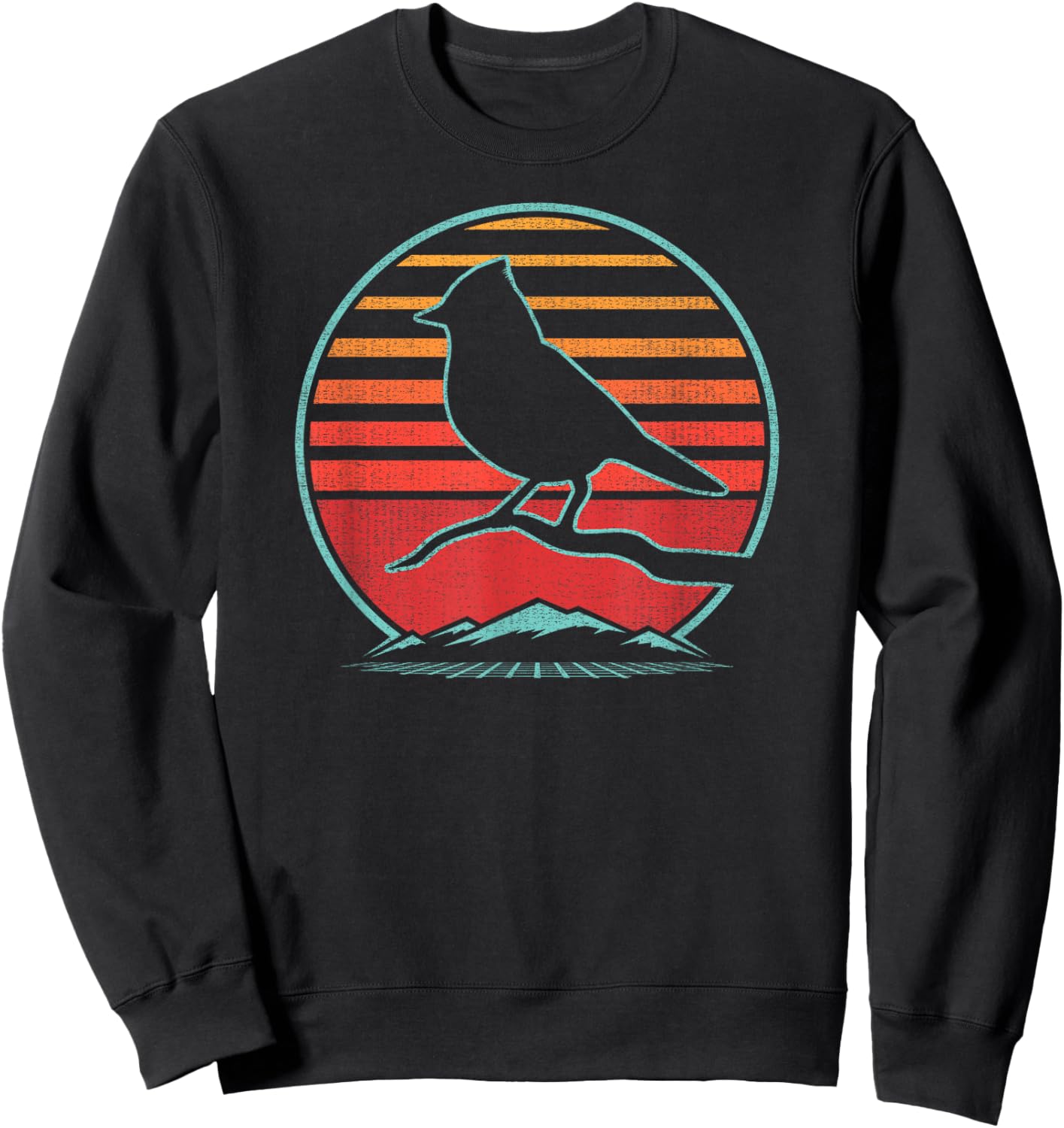 Titmouse Bird Retro Vintage 80s Style Birding Gift Sweatshirt - Sweatshirt | Black
