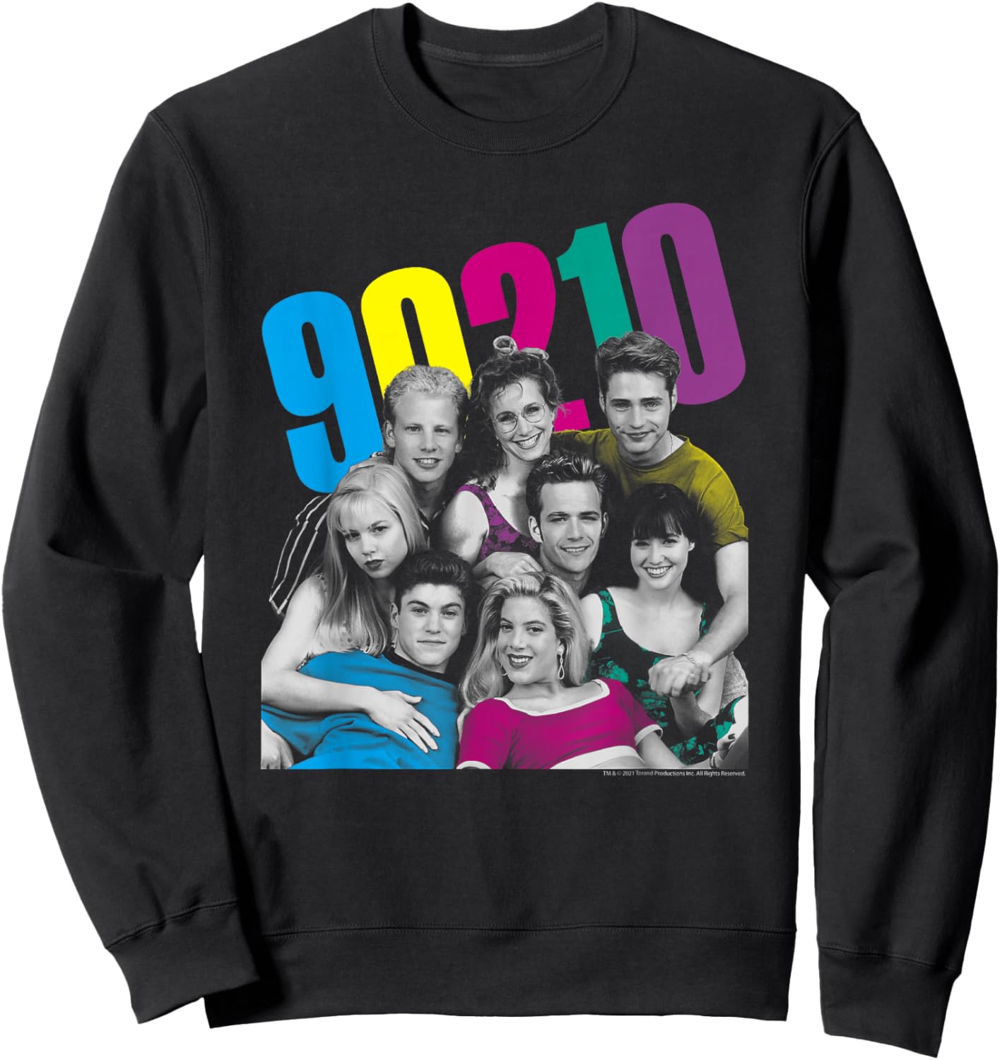Beverly Hills 90210 Group Shot Neon Color Pop Sweatshirt - Sweatshirt | Black