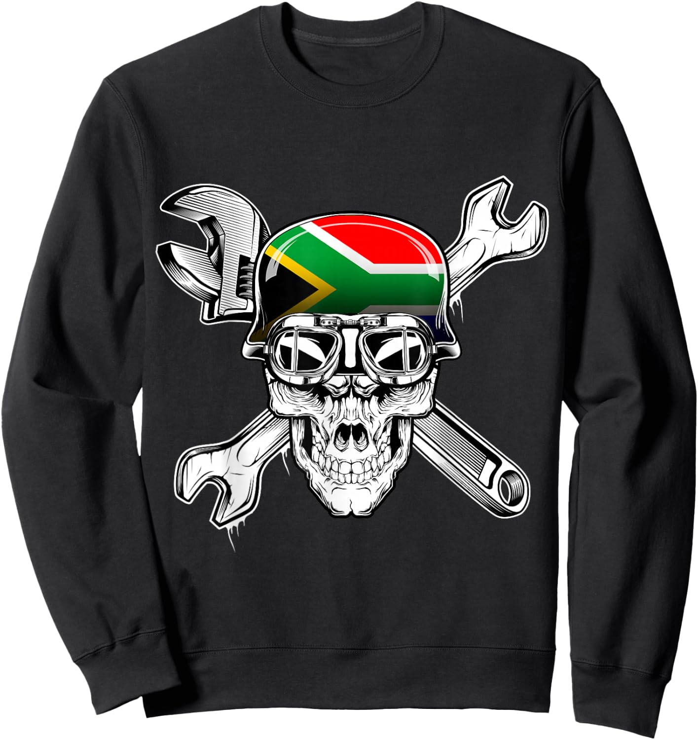 South Africa Biker Skull Motorcycle Flag Sweatshirt - Sweatshirt | Black