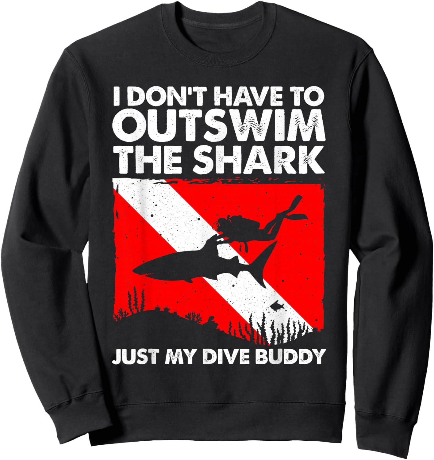 Funny Scuba Diving Design Women Shark Diving Buddy Sweatshirt - Sweatshirt | Black