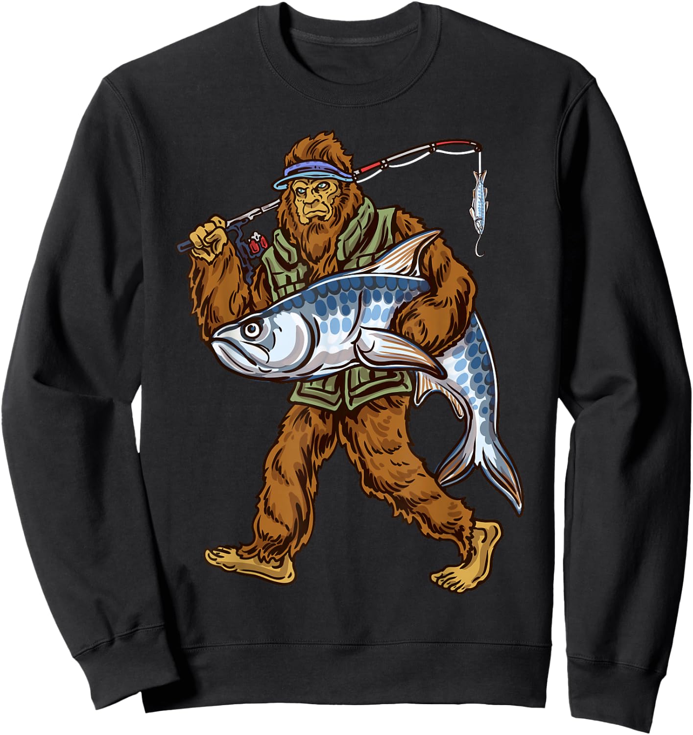 Northern Outdoors Tarpon Collection Men's Black Tarpon Fishing Bigfoot Theme , Small, Short Sleeve, Classic Fit Sweatshirt - Sweatshirt | Black