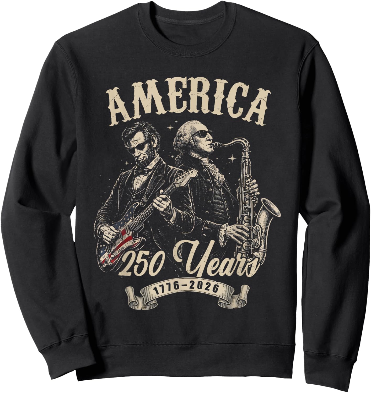 Vintage 250 Years of American 250th Anniversary 1776 2026 Sweatshirt - Sweatshirt | Black