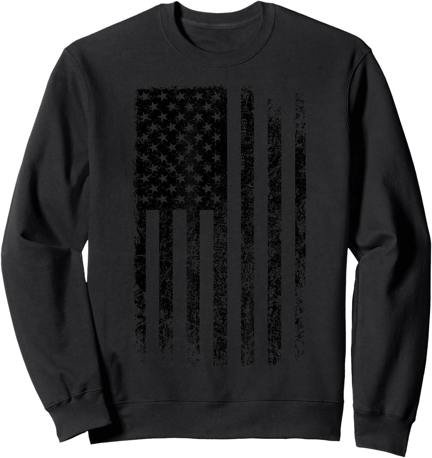 Distressed Black American Flag Worn Weathered Grunge Sweatshirt - Sweatshirt | Black