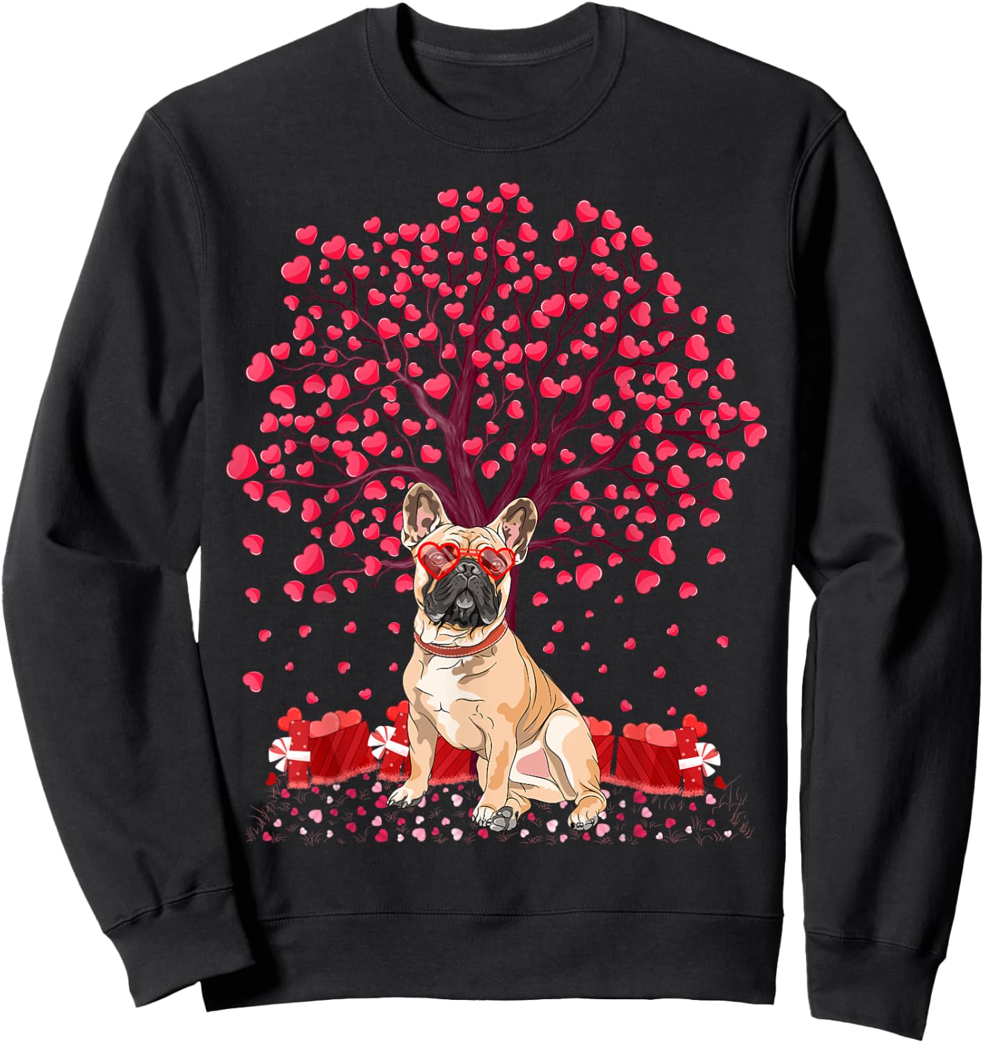 French Bulldog Lover Funny French Bulldog Valentine Day Women Girls Kids Sweatshirt - Sweatshirt | Black