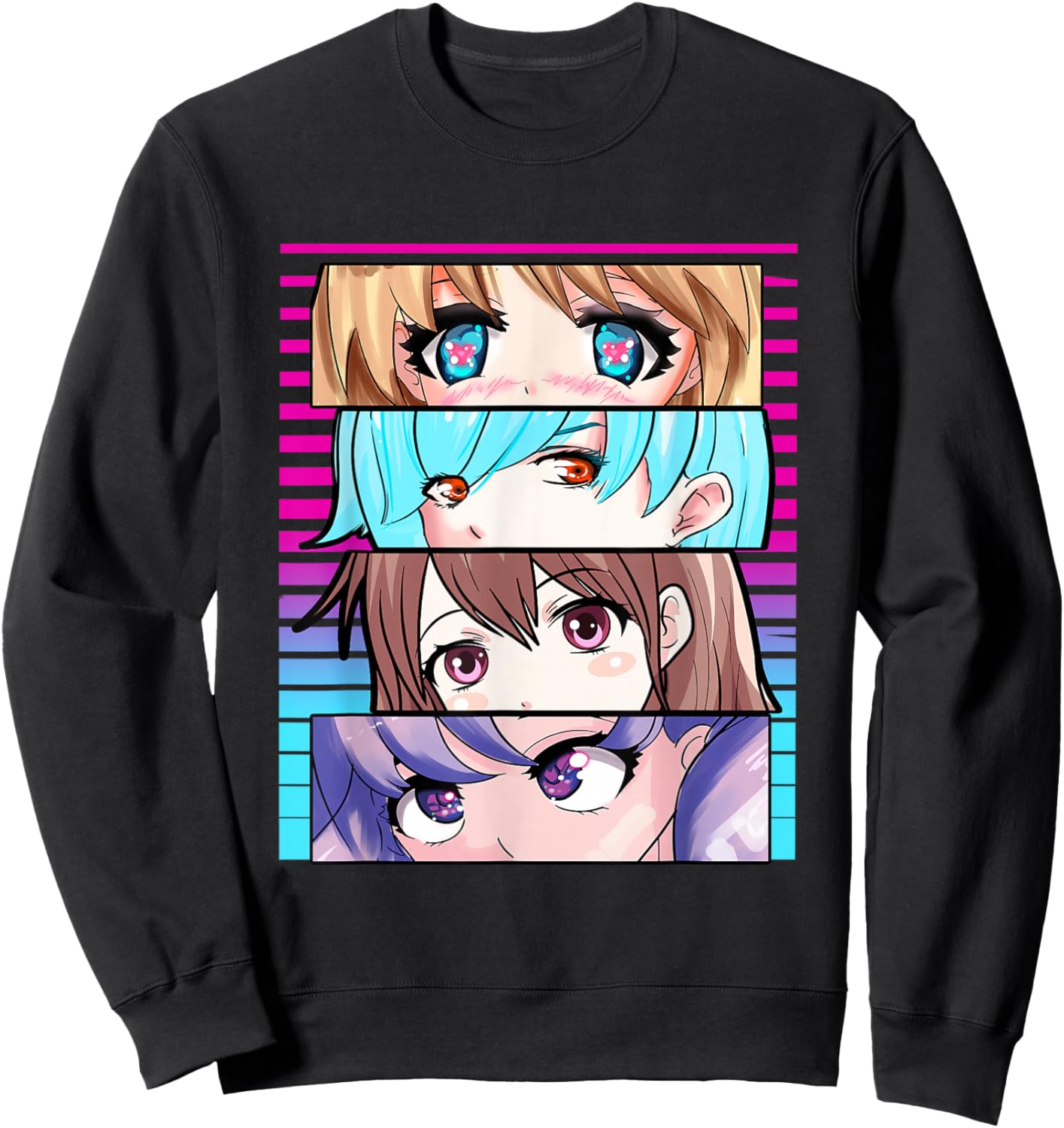 Otaku Anime Eyes Otaku Weeb Waifu Cute Girls Sweatshirt - Sweatshirt | Black