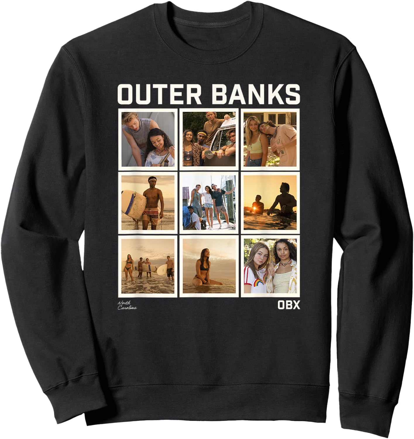 Outer Banks Group Shot Photo Panel Collage Sweatshirt - Sweatshirt | Black