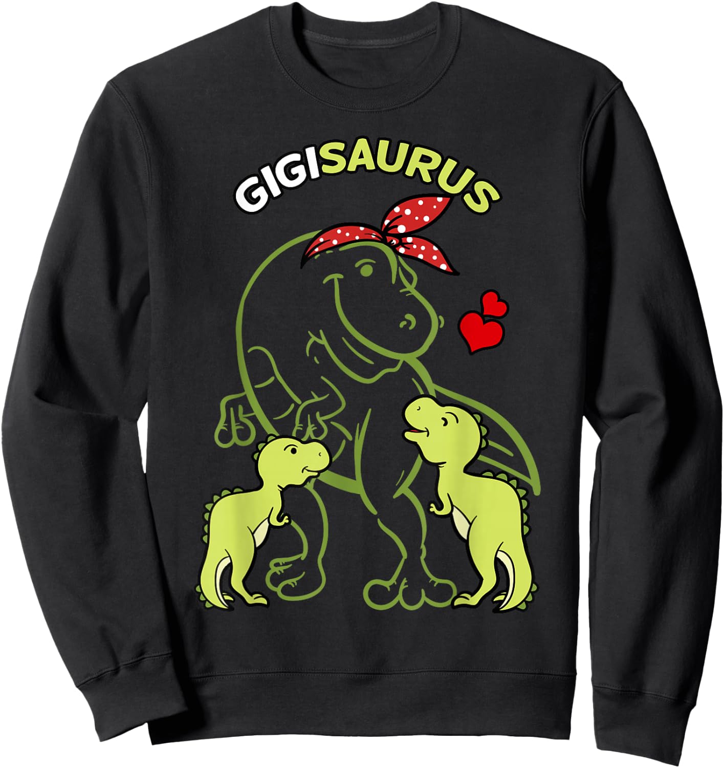 Gigisaurus Gigi 2 Kids Dinosaur Mother's Day Sweatshirt - Sweatshirt | Black
