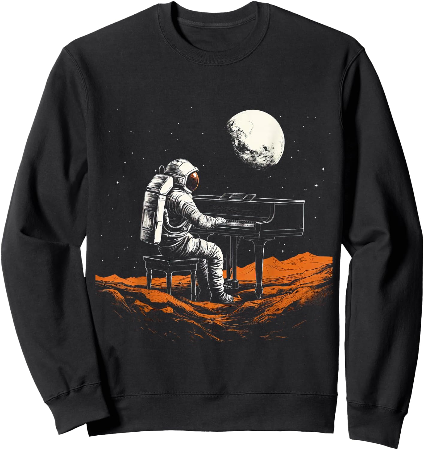 Astronaut in Space Playing Piano Musician Sweatshirt - Sweatshirt | Black