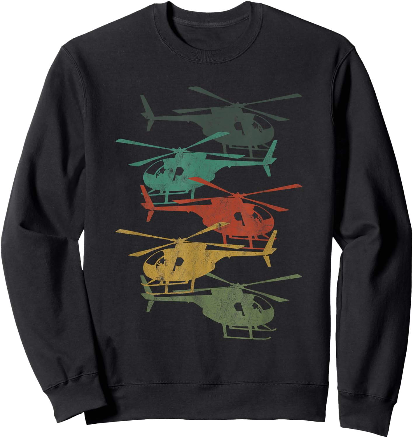 Retro Aircraft Helicopter Lover Pilot Aviation Sweatshirt - Sweatshirt | Black