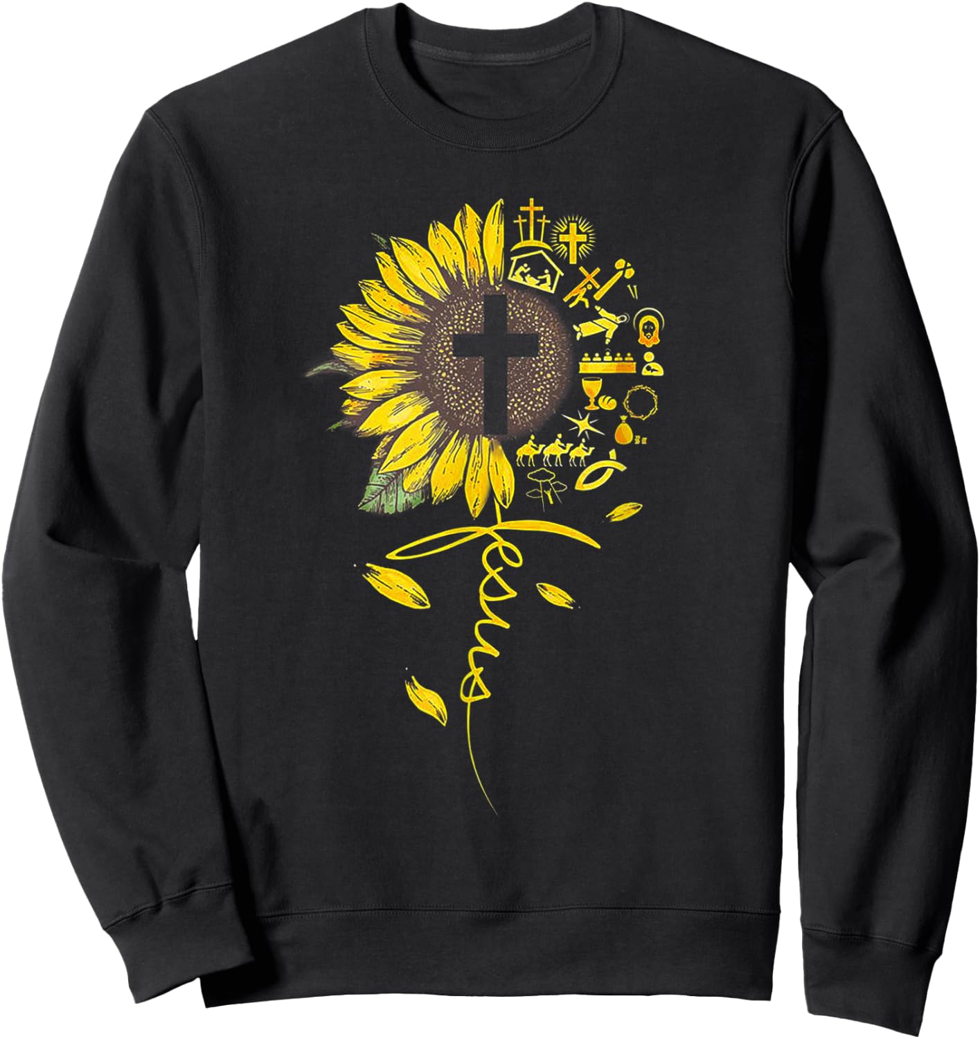 Jesus Sunflower - Funny Christian sunflowers Gift Sweatshirt - Sweatshirt | Black