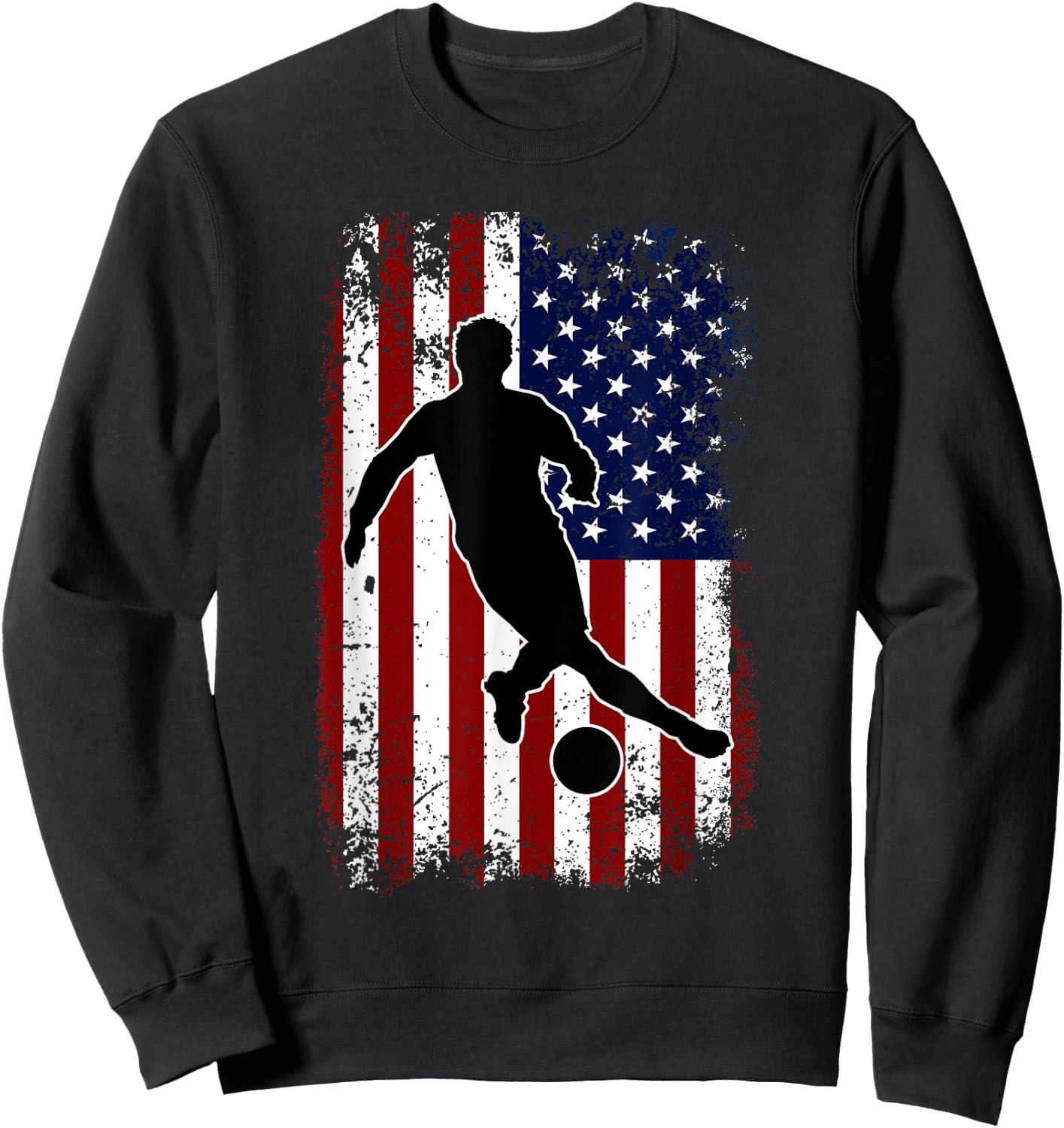 Vintage Soccer 4th of July USA American Flag Boys Men Sweatshirt - Sweatshirt | Black