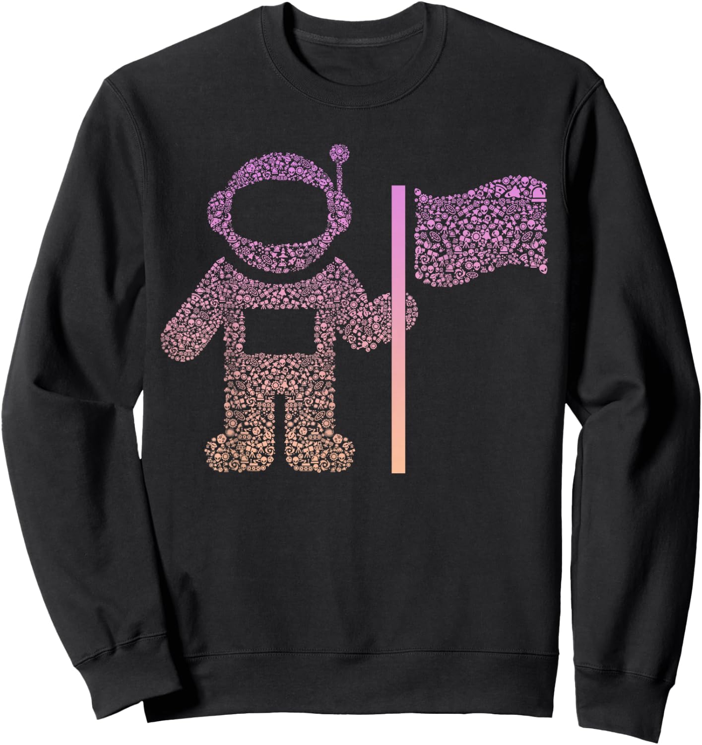 Silhouette Icon Astronaut Design | Girls Astronaut Sweatshirt - Sweatshirt | Black