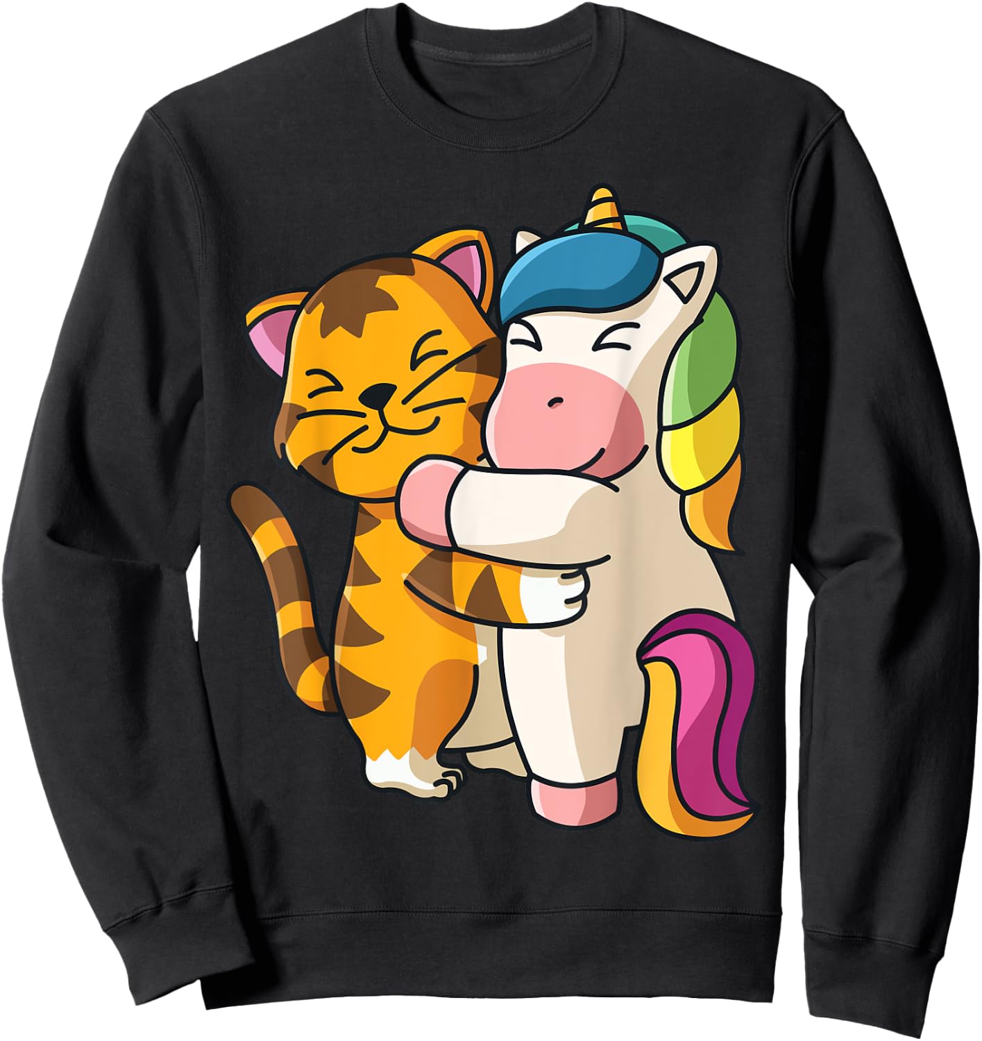 Tiger and Unicorn Cute Zoo Animals Hugging Sweatshirt - Sweatshirt | Black