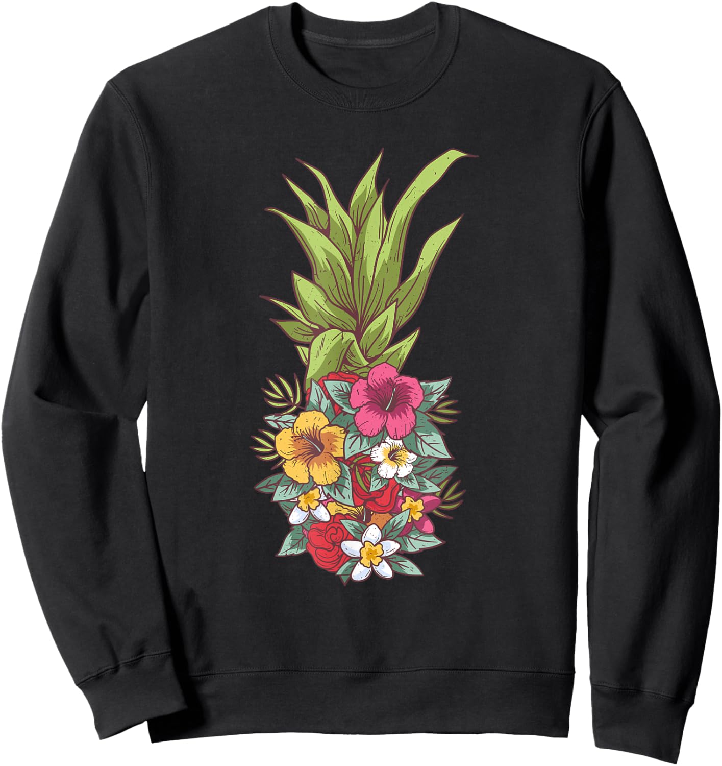 Pineapple Flower Aloha Hawaii Trendy Vintage Women Gift Sweatshirt - Sweatshirt | Black