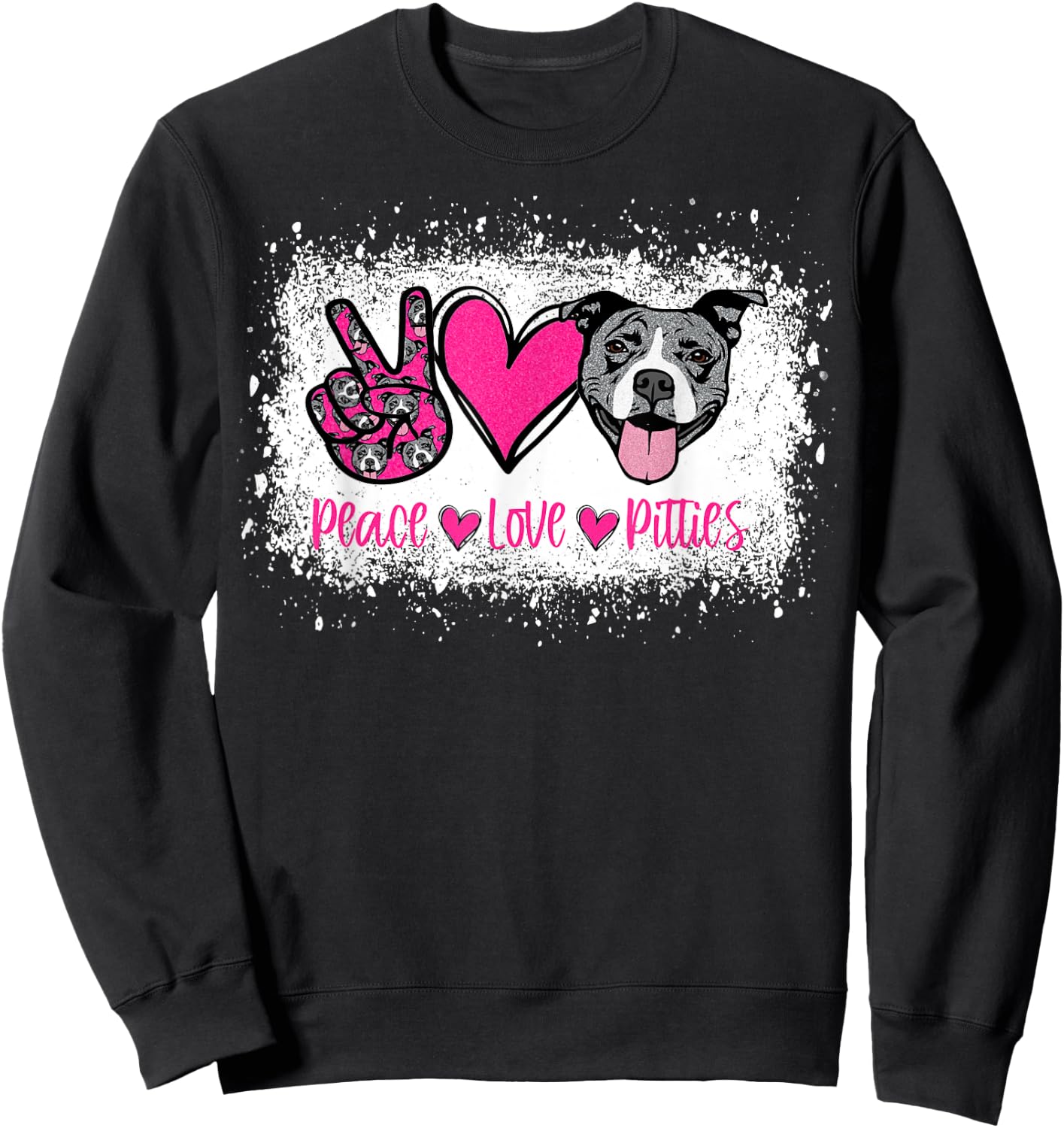 Peace Love Pitties Pitbull Lover Pet Owner Fur Mama Dog Mom Women Sweatshirt - Sweatshirt | Black