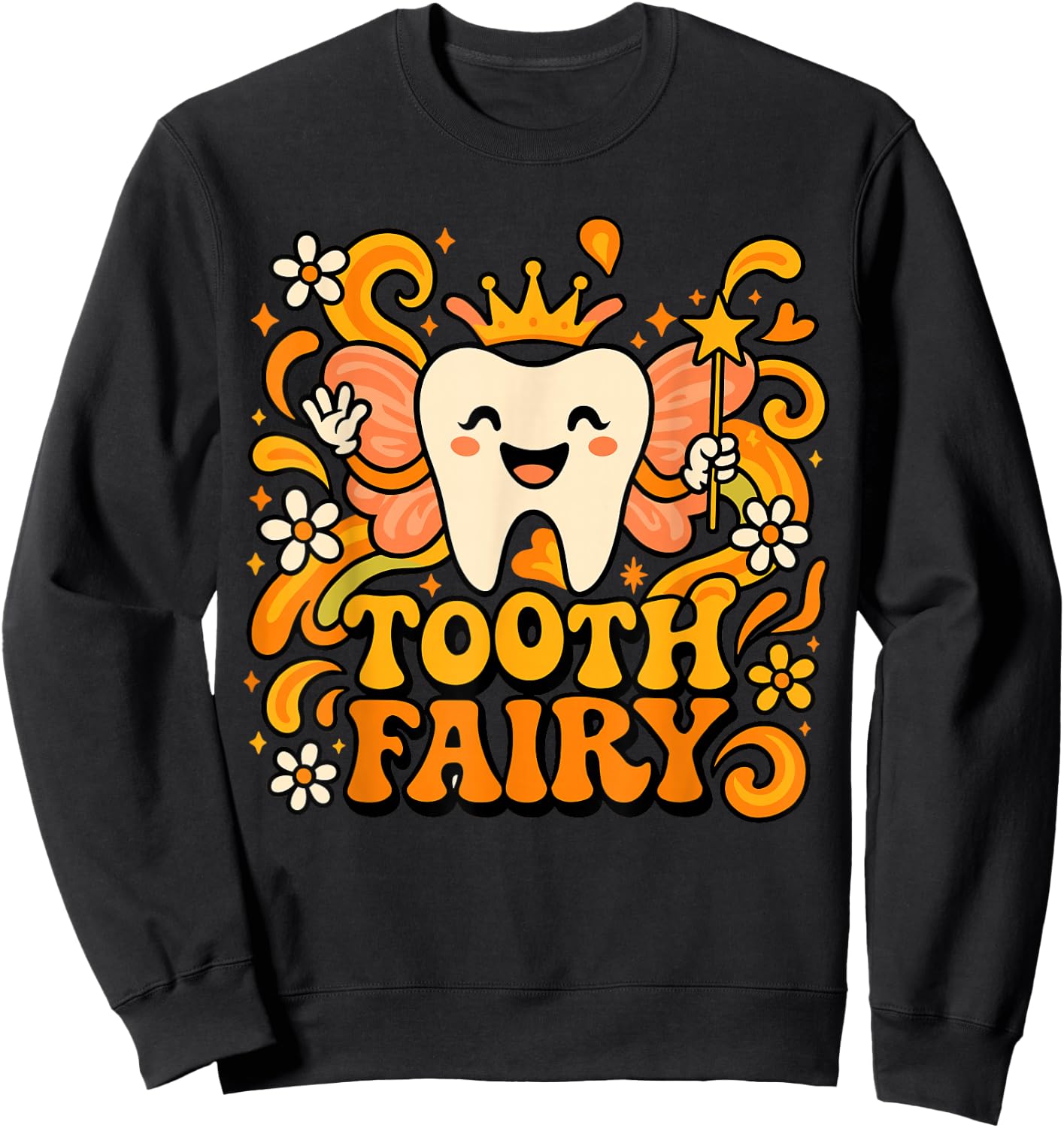 Halloween Tooth Fairy Costume, Cute Spooky Dental Assistant Sweatshirt - Sweatshirt | Black