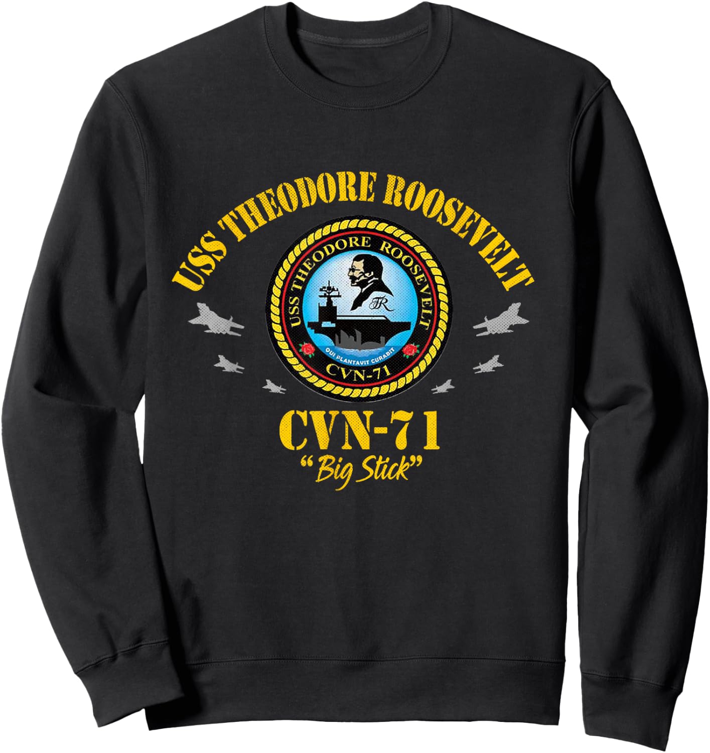 USS Theodore Roosevelt CVN-71 Aircraft Carrier Veteran Flag Sweatshirt - Sweatshirt | Black