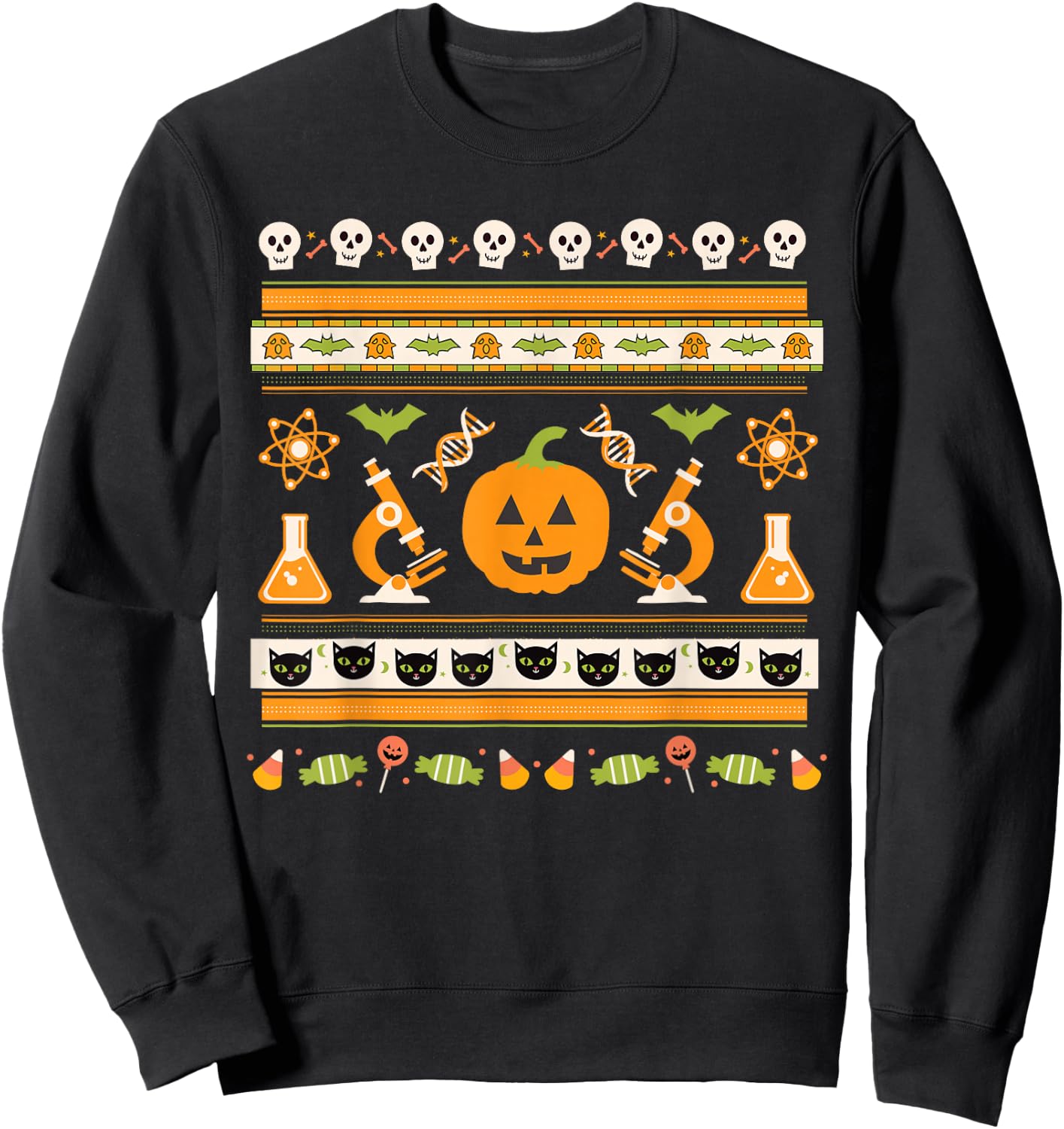 Science Laboratory Halloween Ugly Sweater - Geek, Nerd, STEM Sweatshirt - Sweatshirt | Black