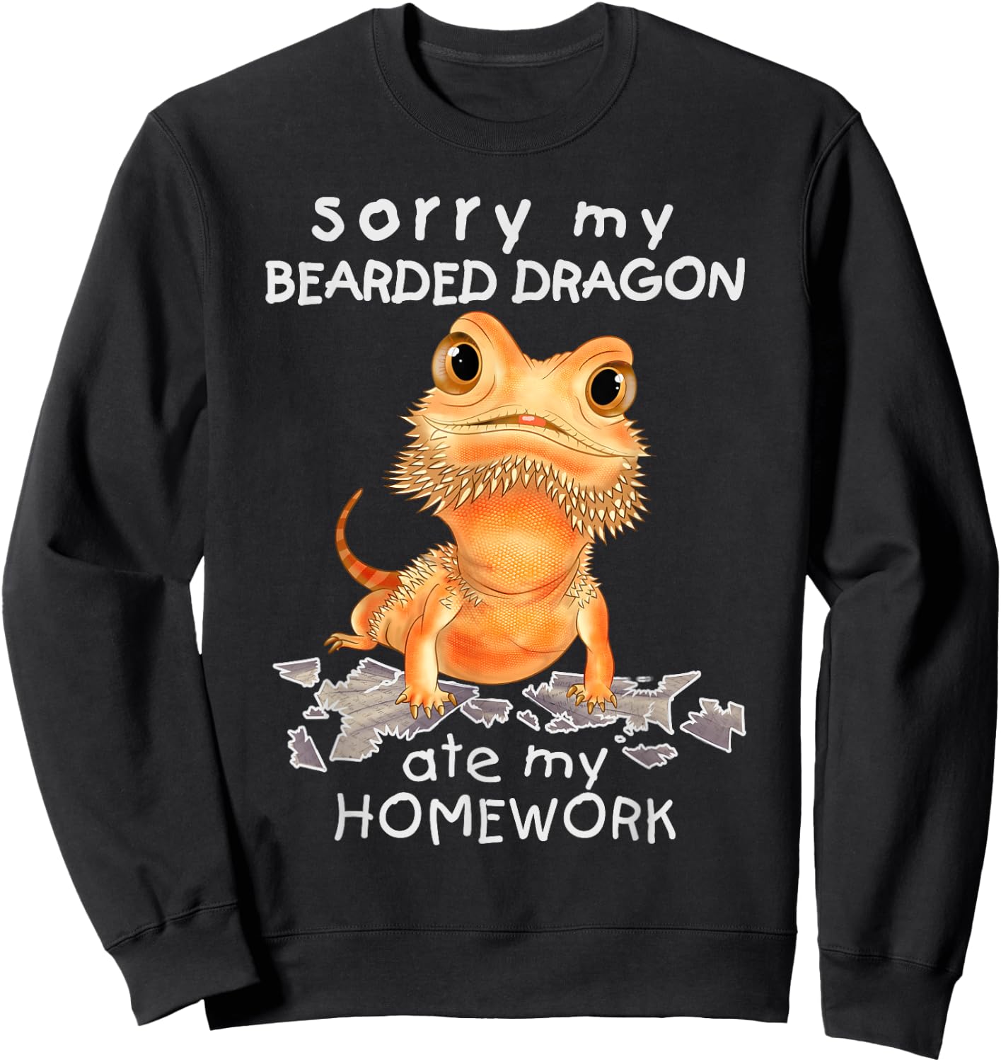Funny Bearded Dragon Cute Lizard Beardie Ate My Homework Sweatshirt - Sweatshirt | Black