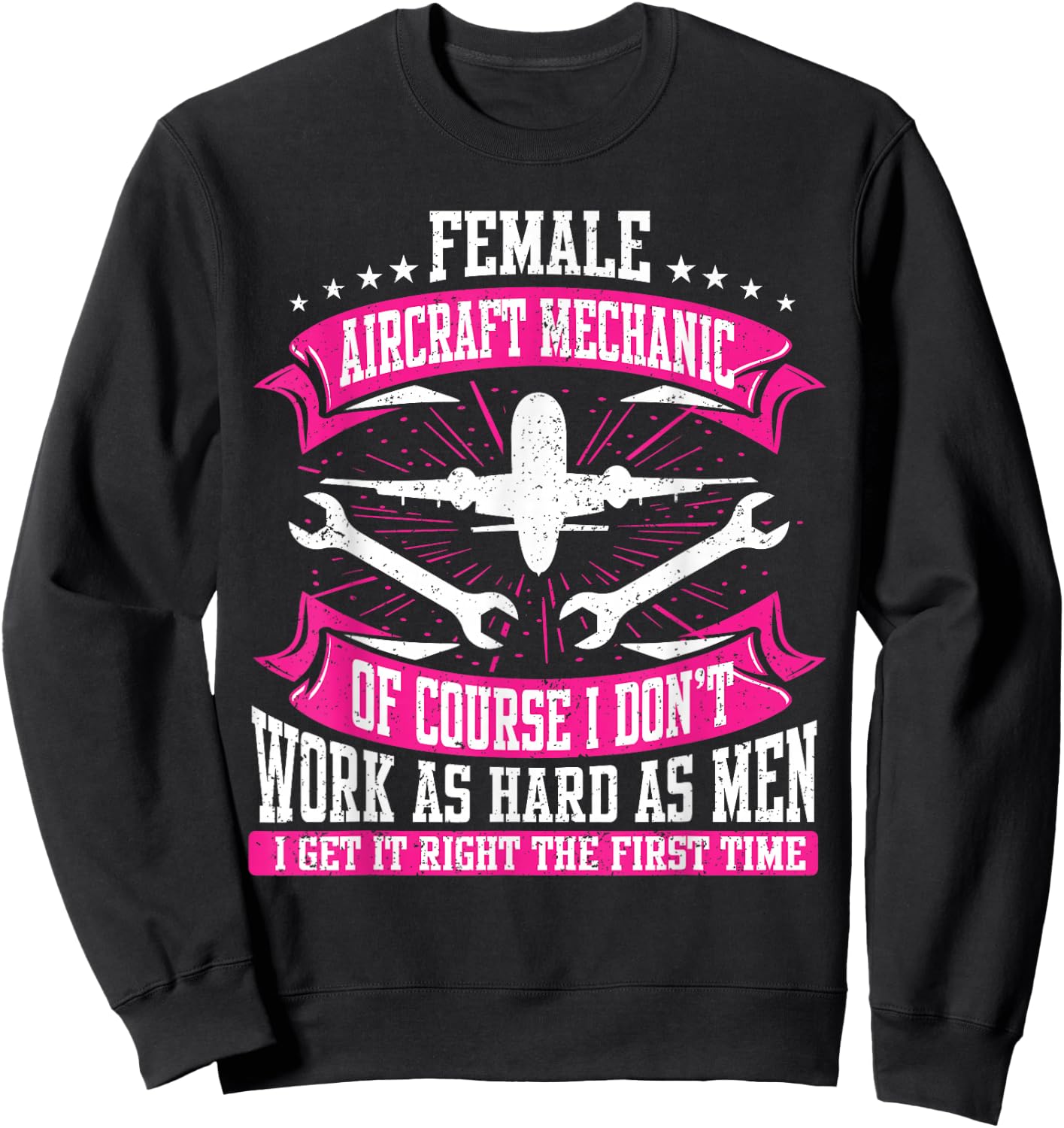 Female Aircraft Mechanic Aviation Mechanic Airplane Mechanic Sweatshirt - Sweatshirt | Black