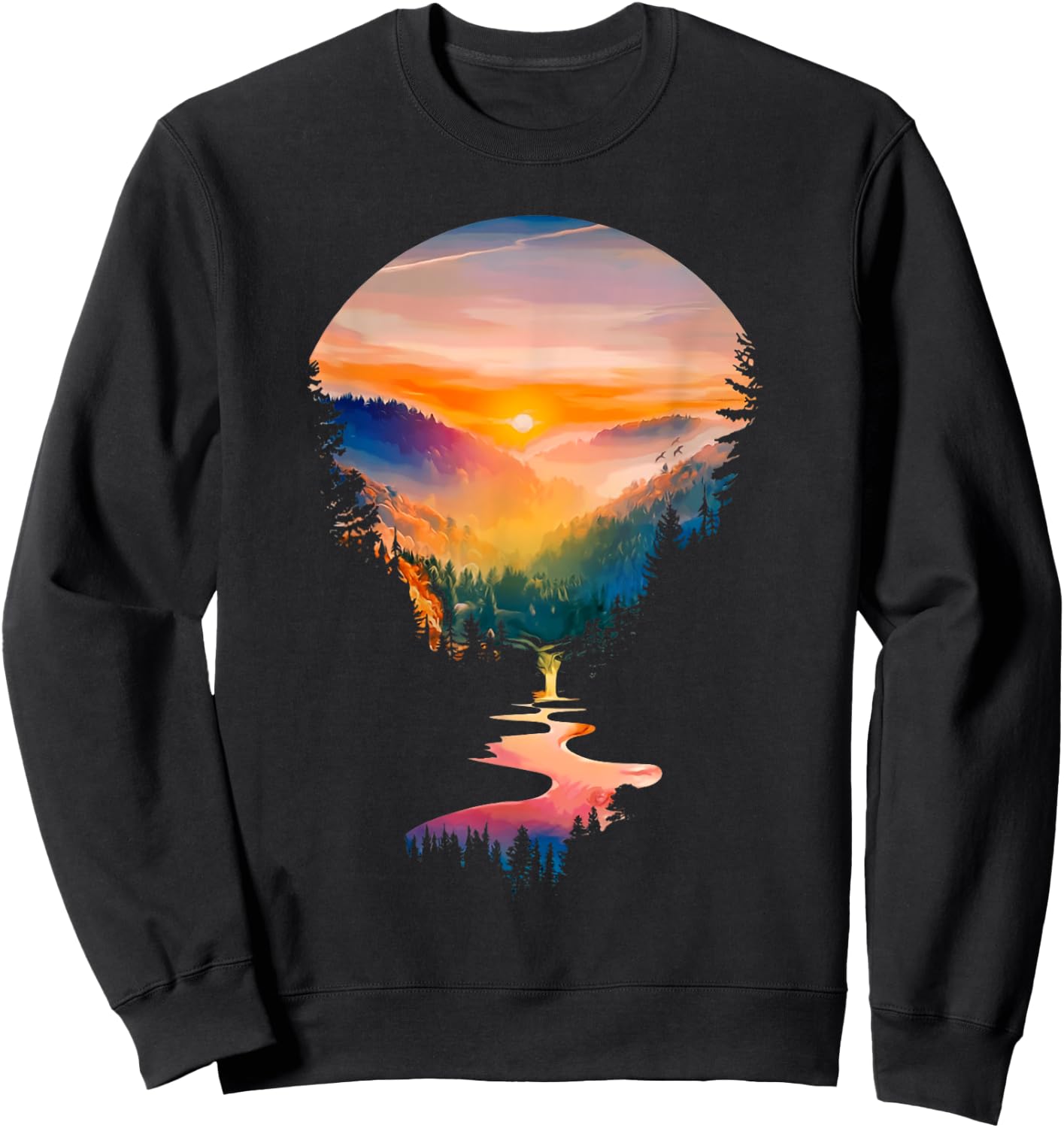 Nature Lovers Forest Hiking Mountains Outdoor Trees Nature Sweatshirt - Sweatshirt | Black