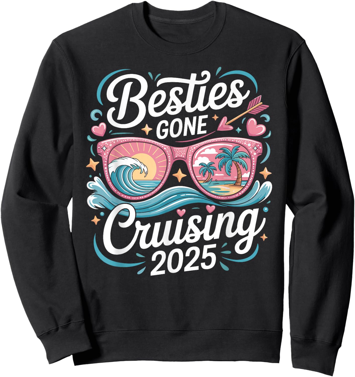 Besties Gone Cruising 2025 Girls Matching Women Cruise Sweatshirt - Sweatshirt | Black