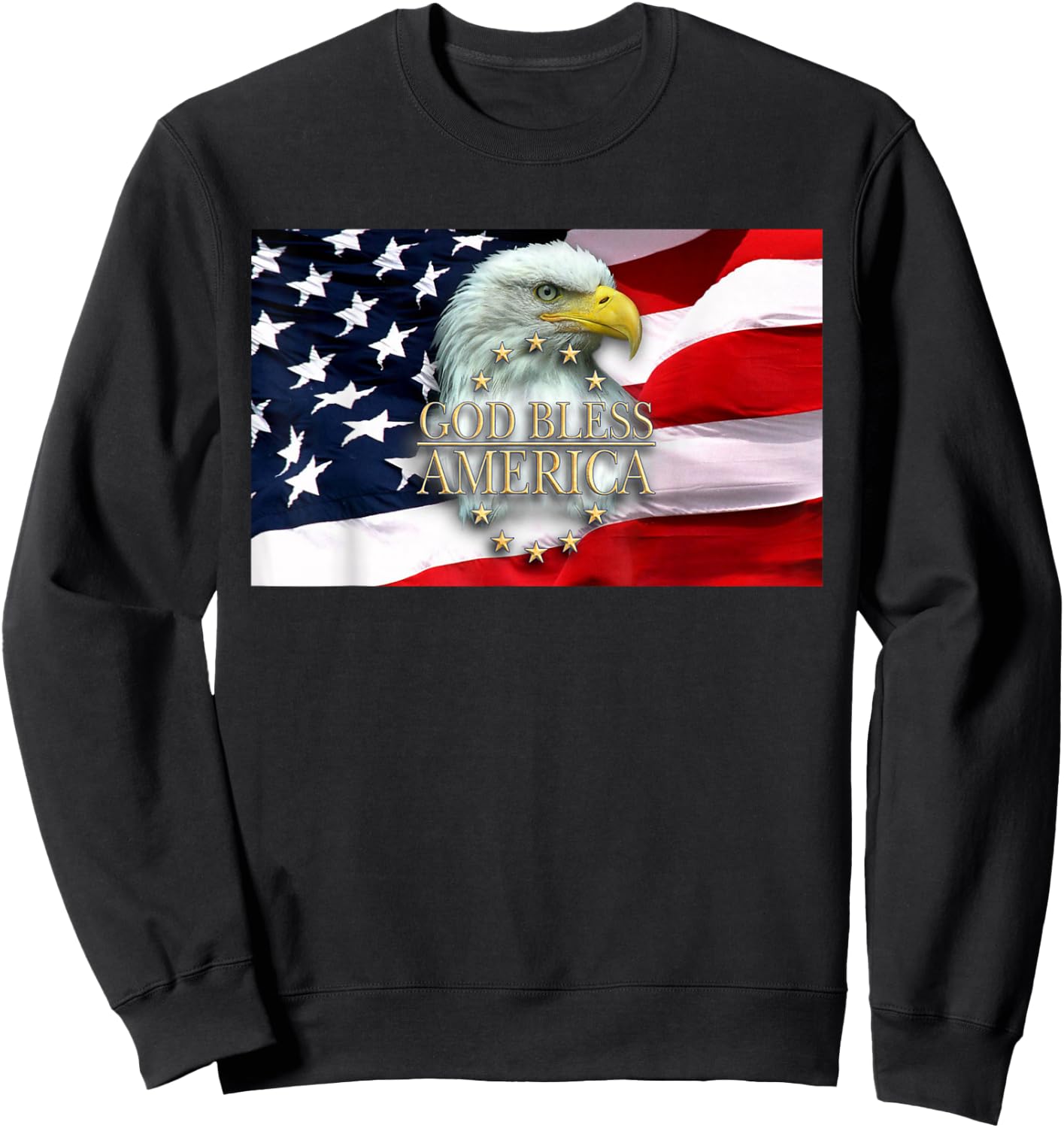 God Bless America Bald Eagle USA American Flag 4th of July Sweatshirt - Sweatshirt | Black