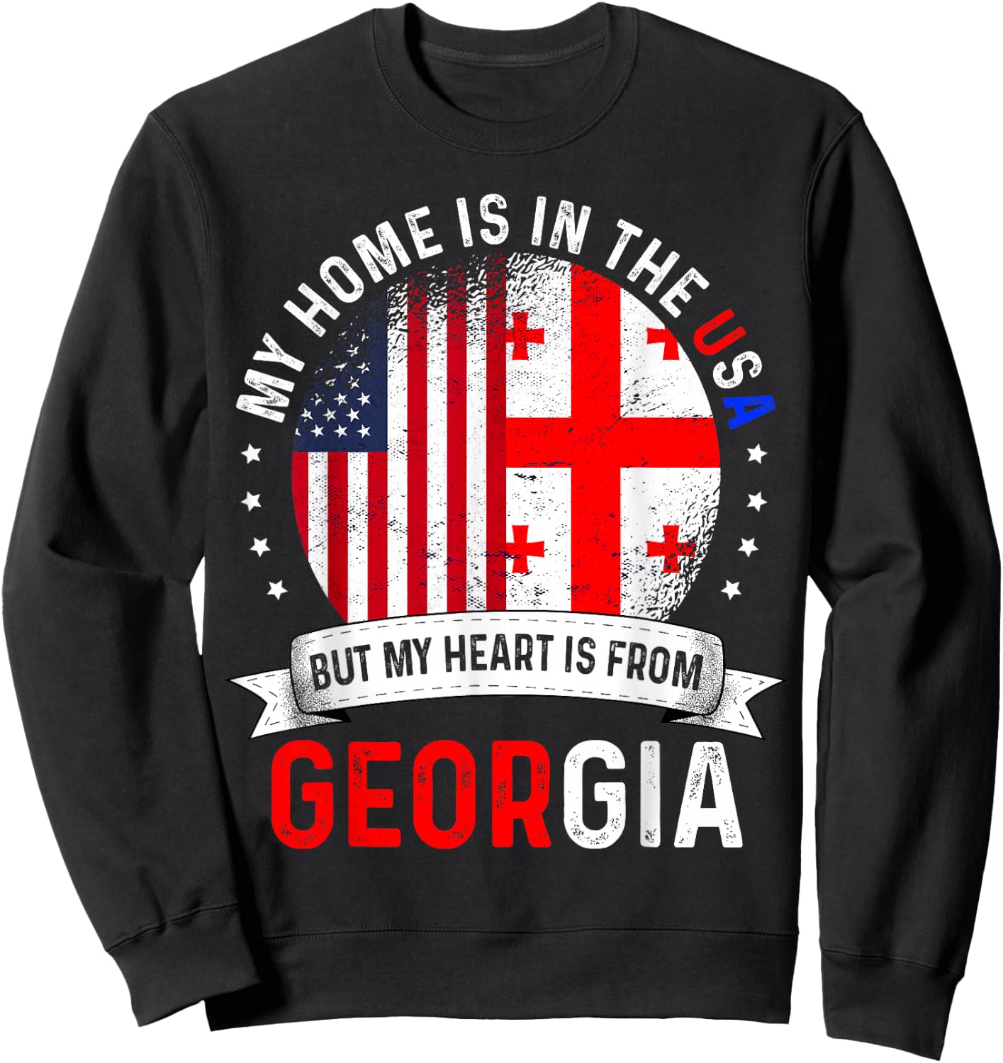 Georgian American Patriot Heart is from Georgia Flag Sweatshirt - Sweatshirt | Black