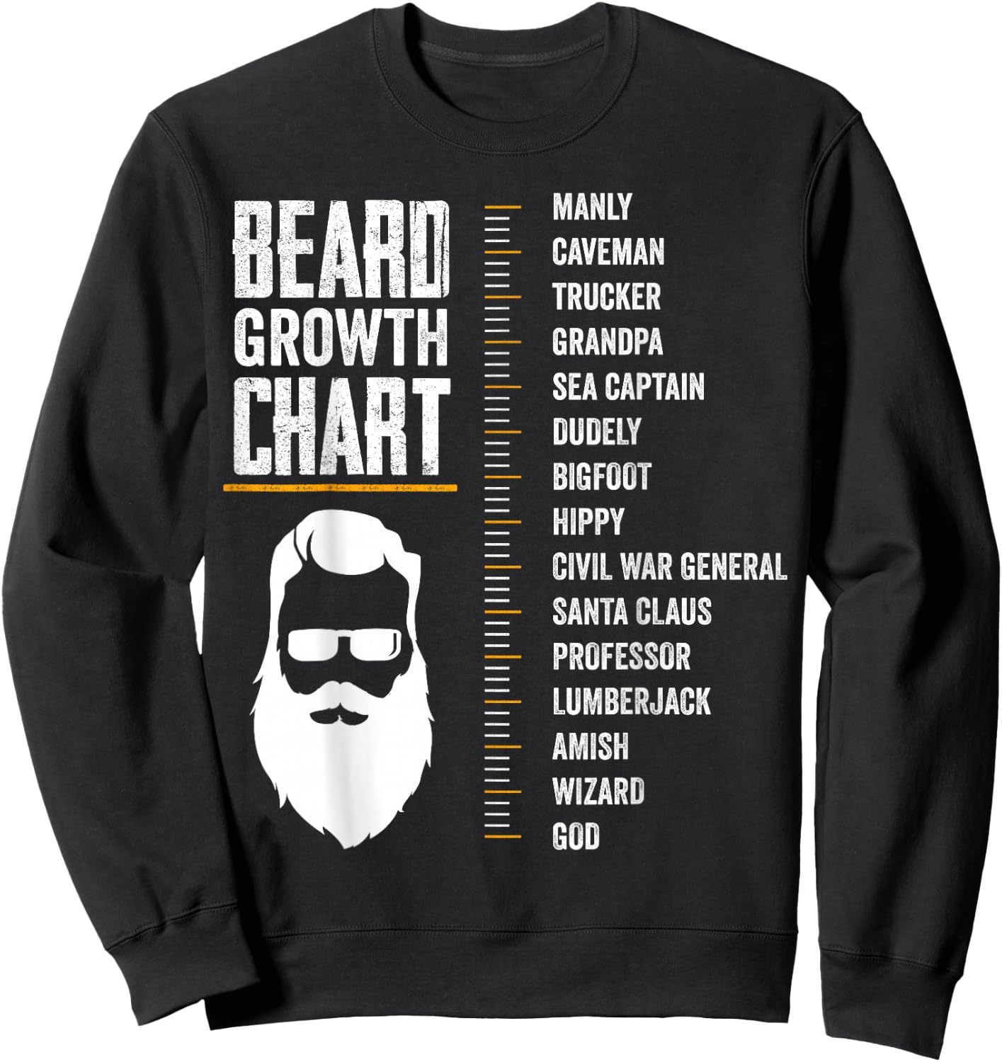 Funny Beard Growth Chart Gift Bearded Man Size Measurement Sweatshirt - Sweatshirt | Black