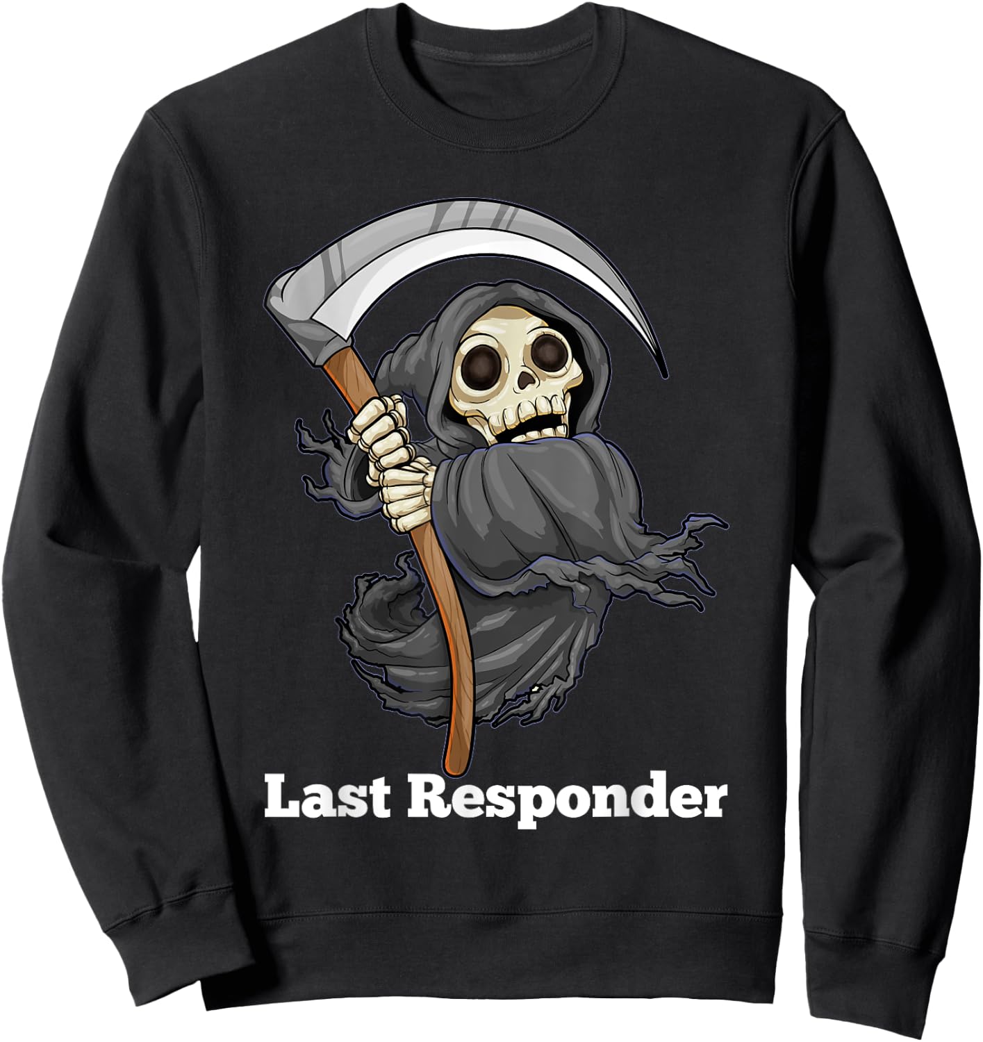 Last Responder Grim Reaper Halloween Angel Of Death Scythe Sweatshirt - Sweatshirt | Black
