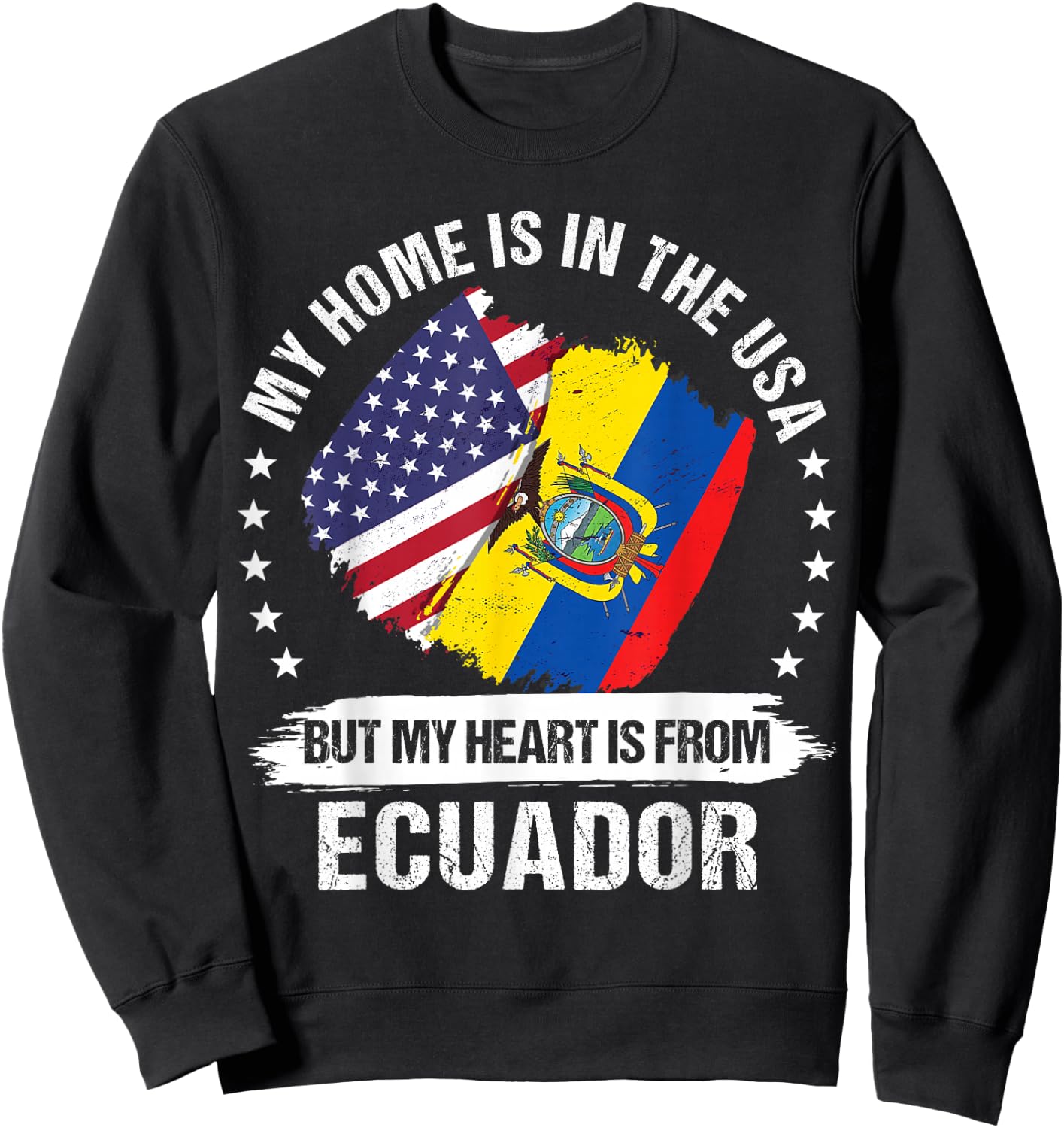 American Patriot Ecuador Flag American Ecuadorian Roots Sweatshirt - Sweatshirt | Black