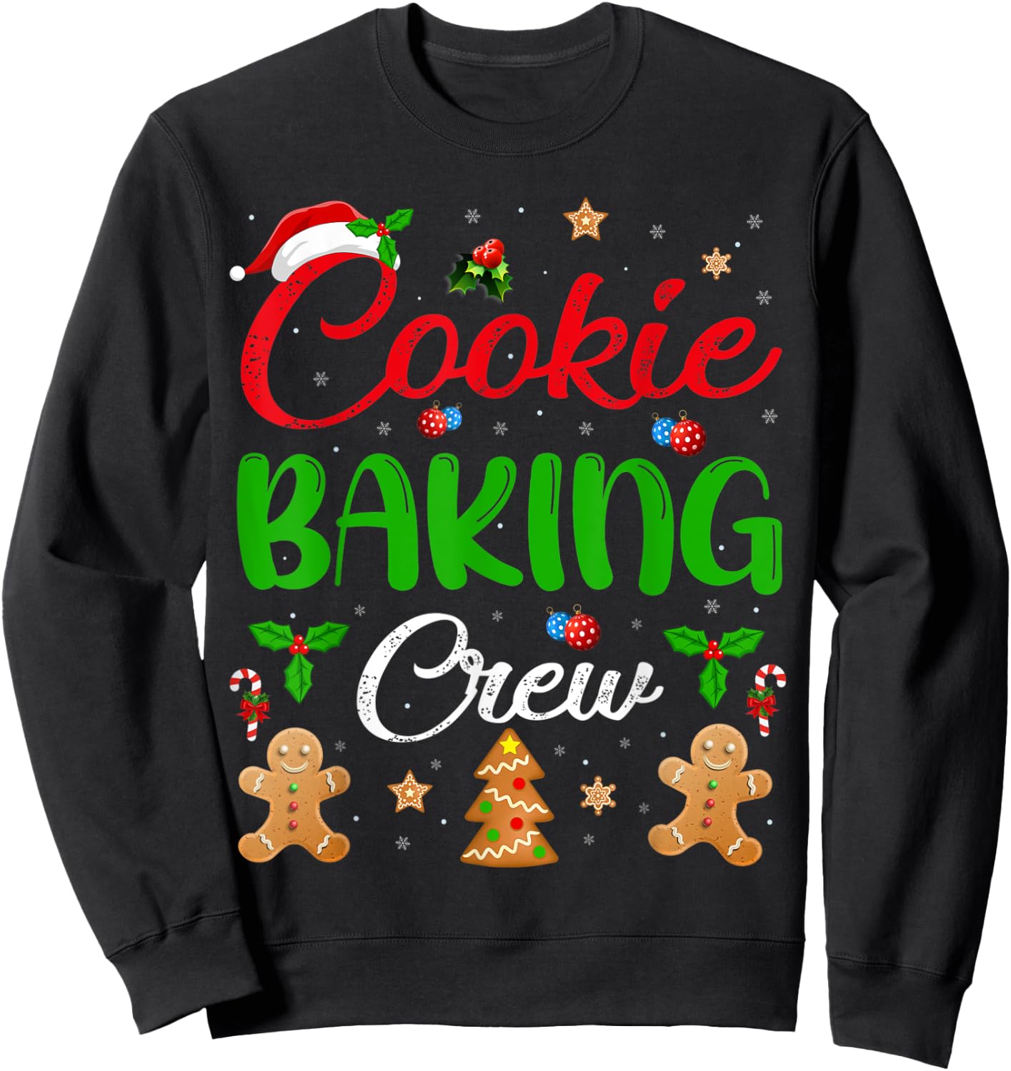 Cooking Lover Xmas Pajama Funny Cookie Baking Crew Christmas Sweatshirt - Sweatshirt | Black