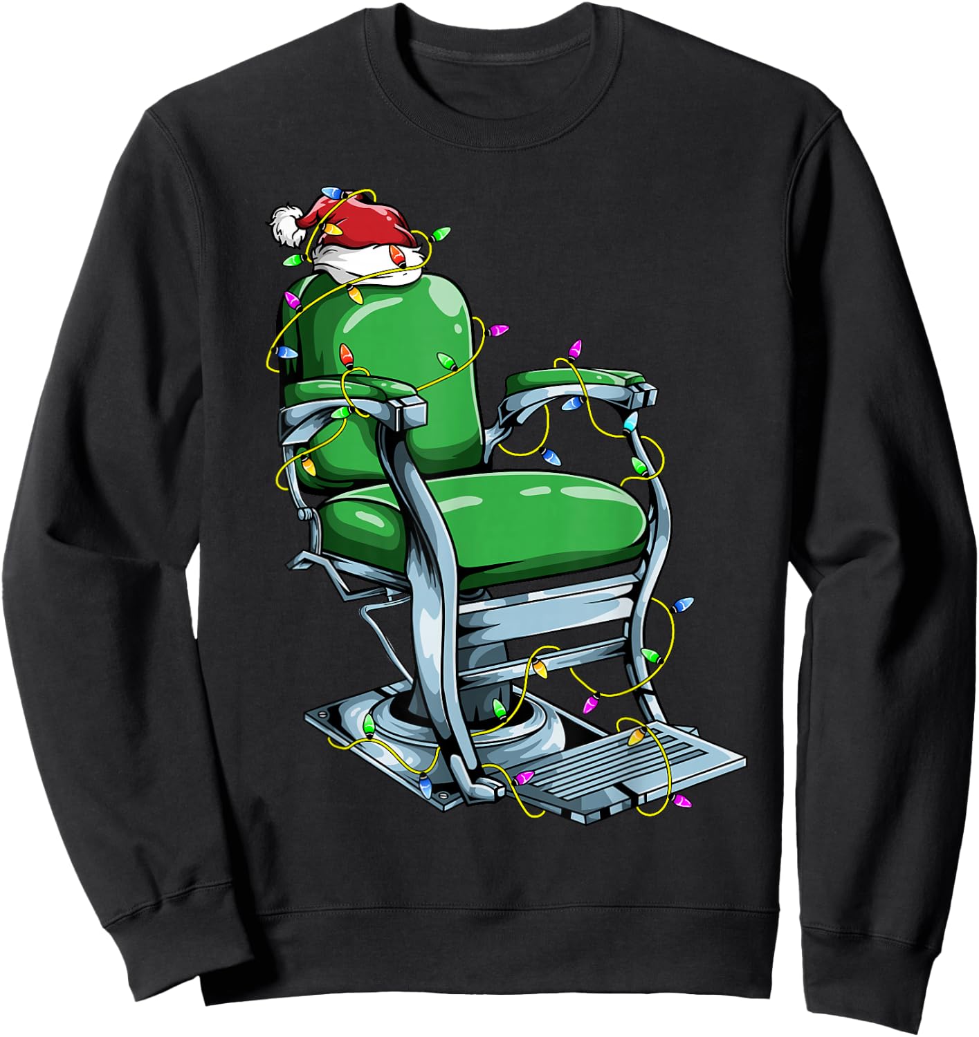 Barbershop Santa Theme Design For Xmas | Barber Christmas Sweatshirt - Sweatshirt | Black