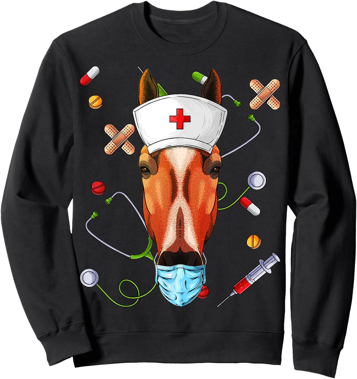 Horse Nurse RN Funny ER Nursing School Graduation Sweatshirt - Sweatshirt | Black