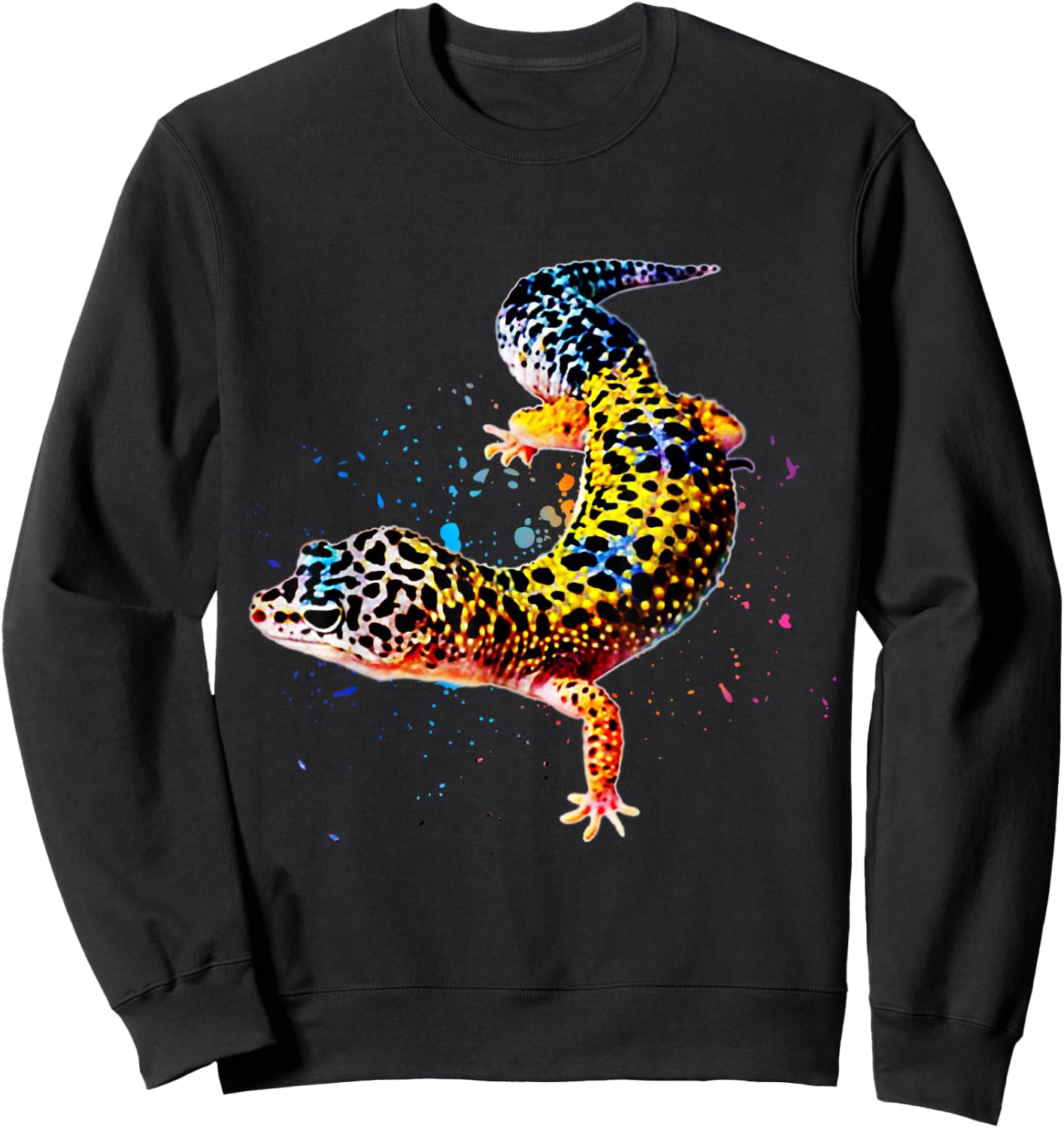 Leopard Gecko Watercolor Reptile Keeper Gecko Fan Sweatshirt - Sweatshirt | Black