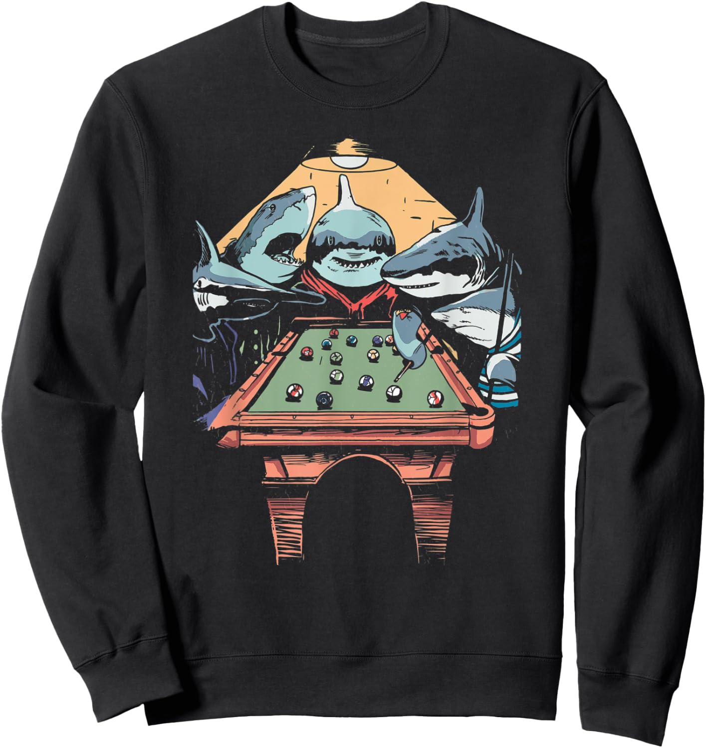 The Pool Sharks Funny Vintage Painting Parody Sweatshirt - Sweatshirt | Black